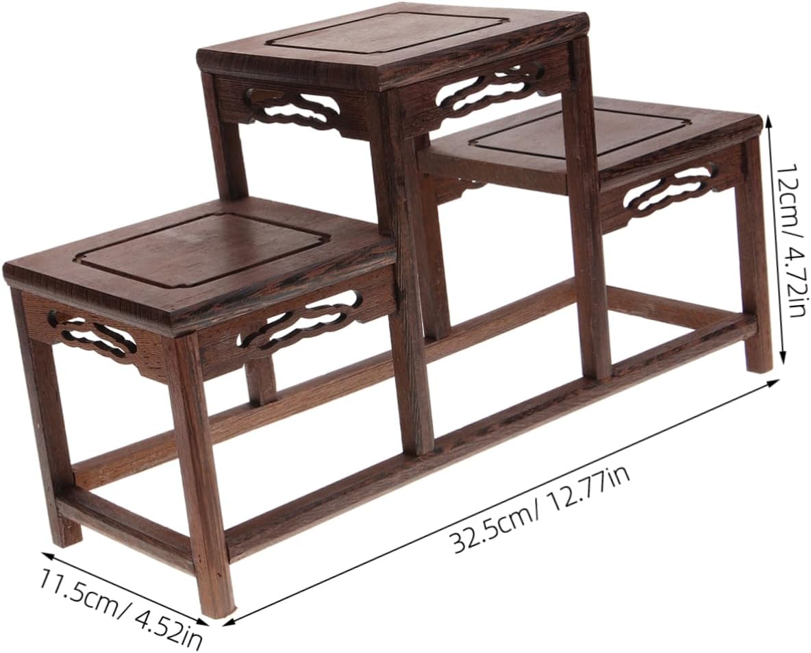 Wood Antique Display Stand Wooden Plant Stand Indoor Curio Storage Rack Pavilion-shaped Multi-purpose Shelf for Tea and Home Solid Wood Small Countertop Display Rack