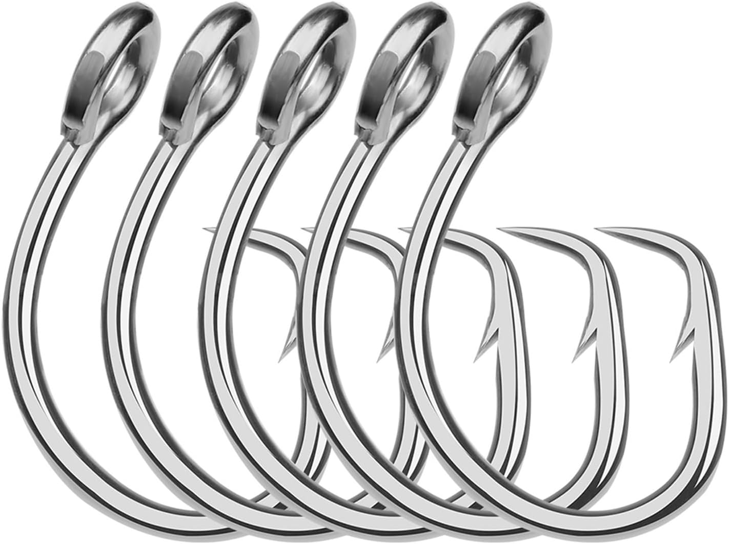 GRFIT Fishing Hooks Fishing Gear 10pc Saltwater Ocean Boat Fishing Hooks Circle Hook 11/0#-16/0# Anticorrosion Stainless Steel Tuna Shark Fishhook Fishing Tackle (Color : 15#)