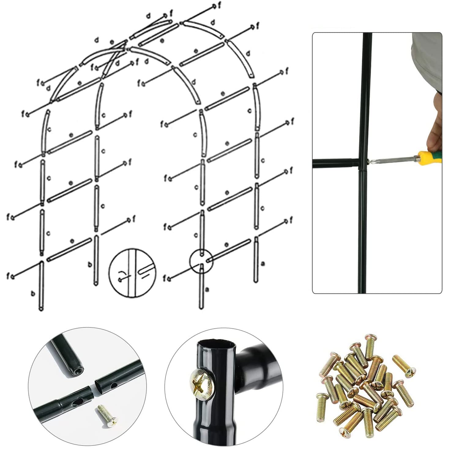 Arco Per Rose Rampicanti In Metallo - Pergola Da Giardino 240x140cm Nero - Foto 5