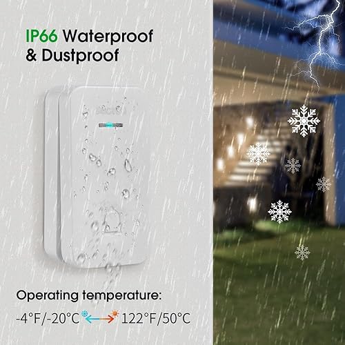 Miniatura 7 de Timbre inalámbrico para puerta, 5 niveles de volumen, 60 campanillas, timbre de puerta autoalimentado con 2 puertos USB, kit de timbre de largo