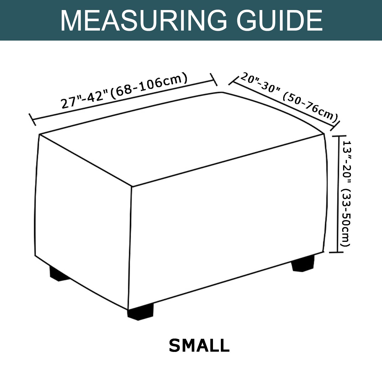 JHLD Rectangle Ottoman Cover, Velvet Ottoman Slipcovers Stretch Footstool Protector Covers Soft Storage Ottoman Slipcover with Elastic Bottom for Living Room -Taupe-Small