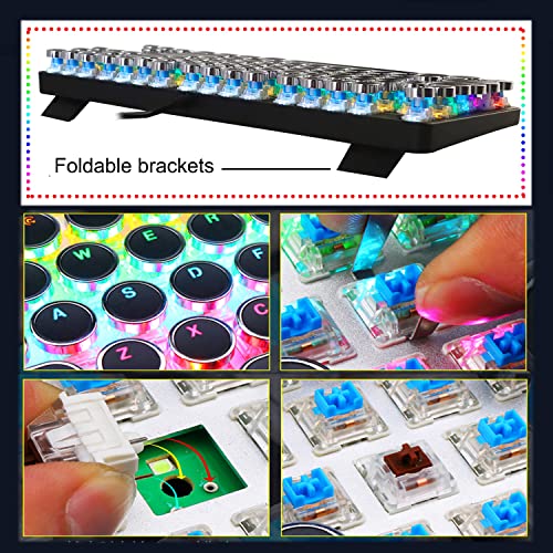 Image of HJK917 USB Wired Mechanical Gaming Keyboard, Blue Axis 87 Round Keys, RGB LED Backlit, Waterproof, Typewriter Style, Ergonomics, Easy to Hit, Compatible with PC /Laptops /Windows for Work /Game (Black)