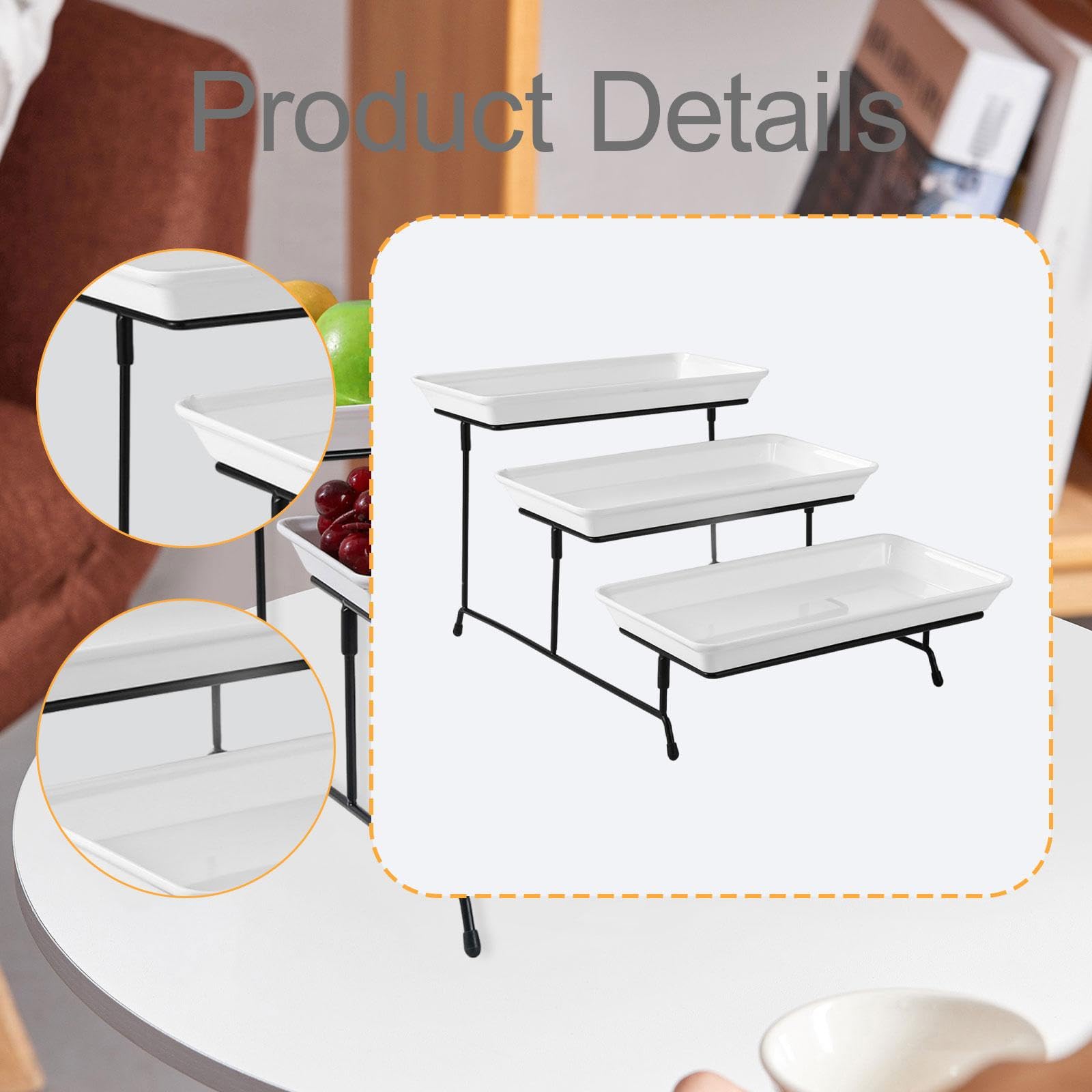 Sharplace Cupcake Soporte para Pasteles Bandeja de Niveles Organizador de Fruta Y Dulces Exhibidor Decorativo Reutilizable Estructura Sólida Material de, Negro, Individual