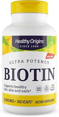 Healthy Origins Biotina 10000 mcg grado USP 360 cápsulas vegetarianas