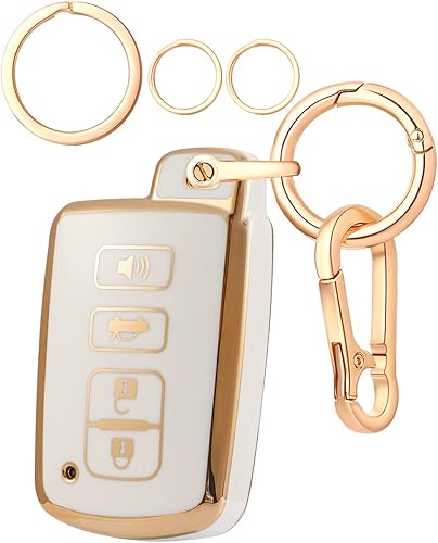 Funda para llavero para accesorios Toyota, funda para llave con llavero compatible con Avalon Camry Corolla RAV4 Sequoia Highlander Smart Key 4