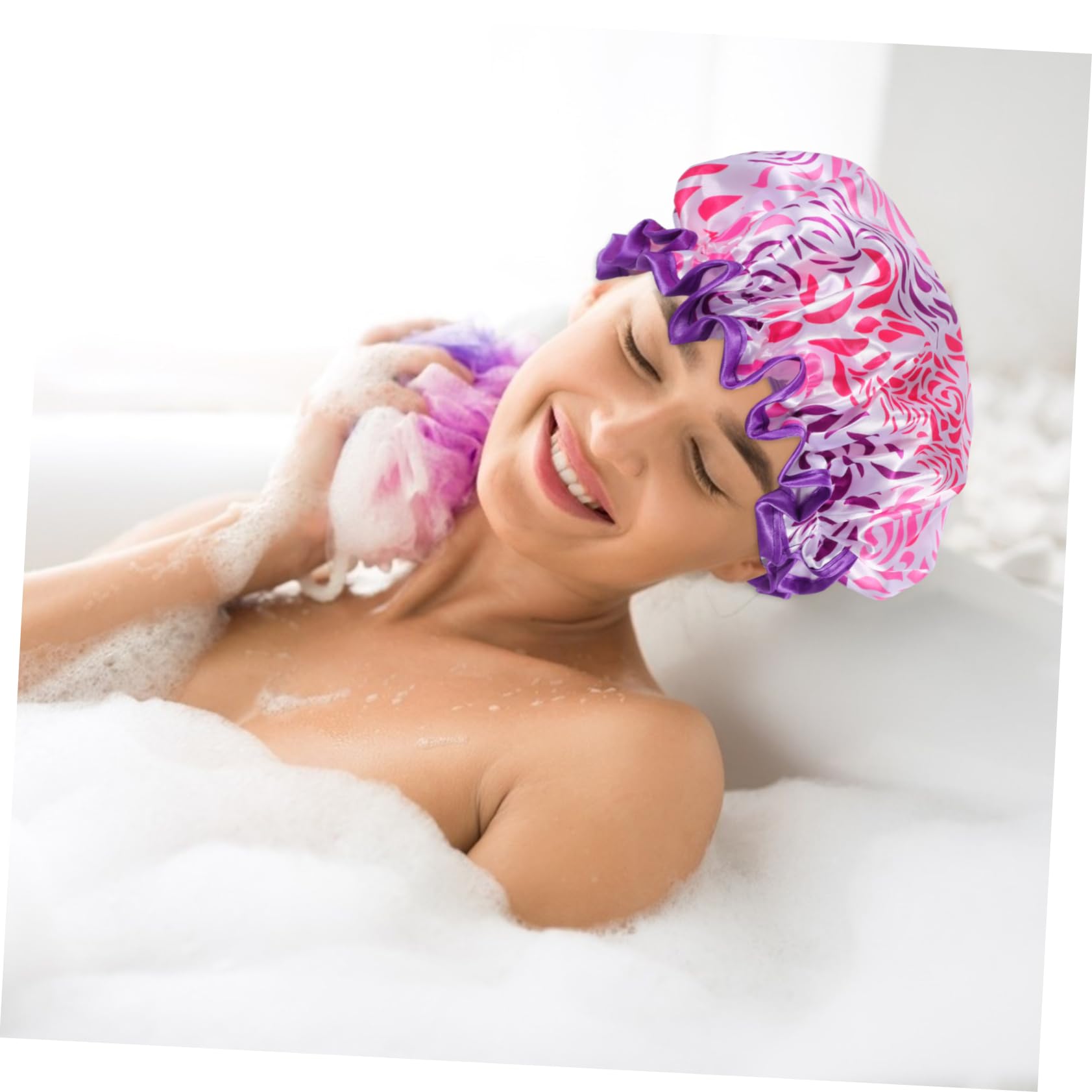 OUNONA Bonnet de Extra Large Double Couche Satin Cheveux Longs Bonnet Bain Imperméable Extensible Protection Complète