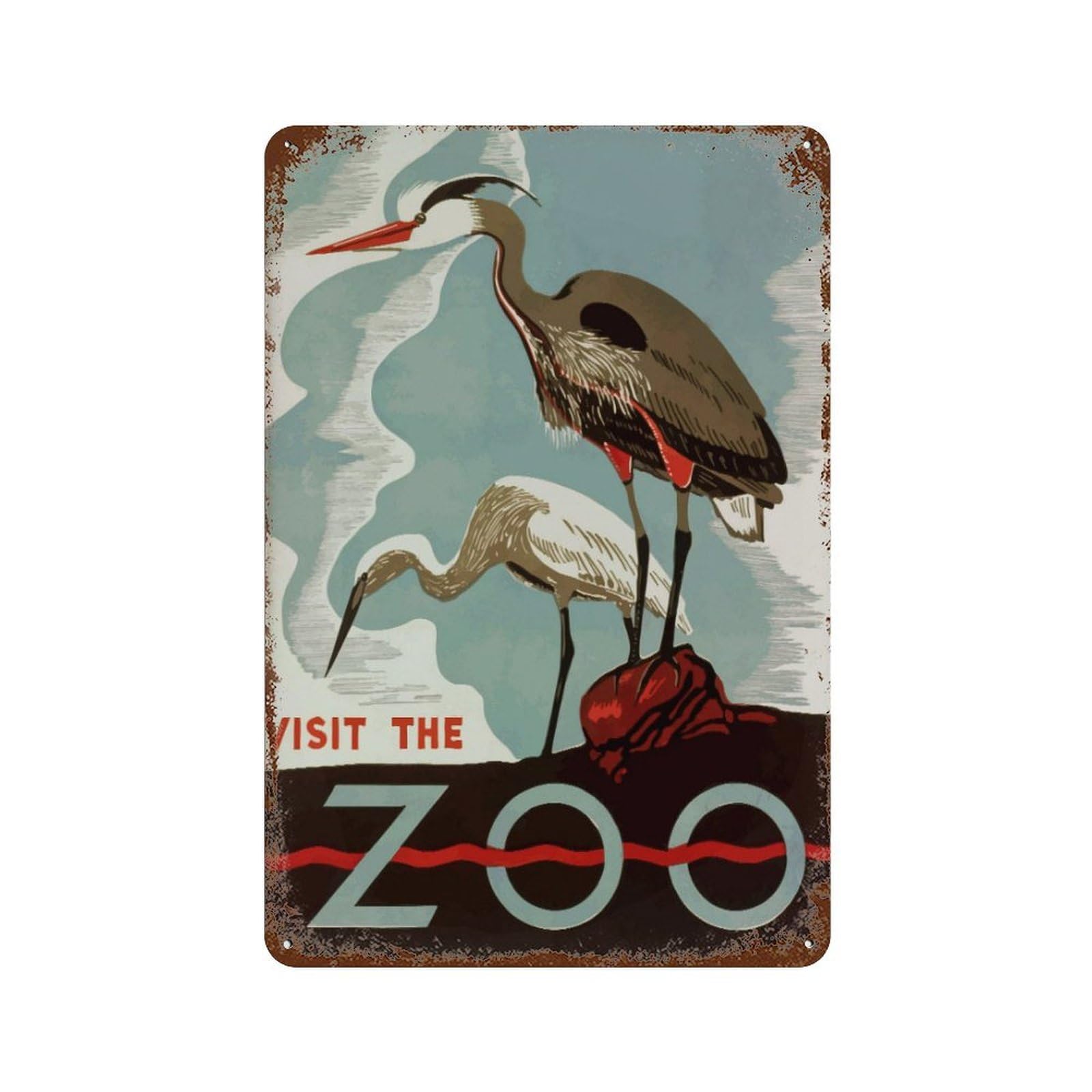 xiaoxiaoshen Vintage Zoo Travel Heron Bird Wall Decor Art Metal Tin Poster Modern Home Decor Art Home Bar Shop Decorations Vintage Sign 30x20cm