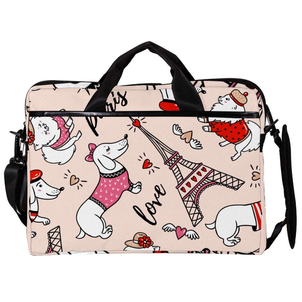 Funda bandolera de portátil 14"-15.4" con carlino ideal para la universidad y la oficina 6