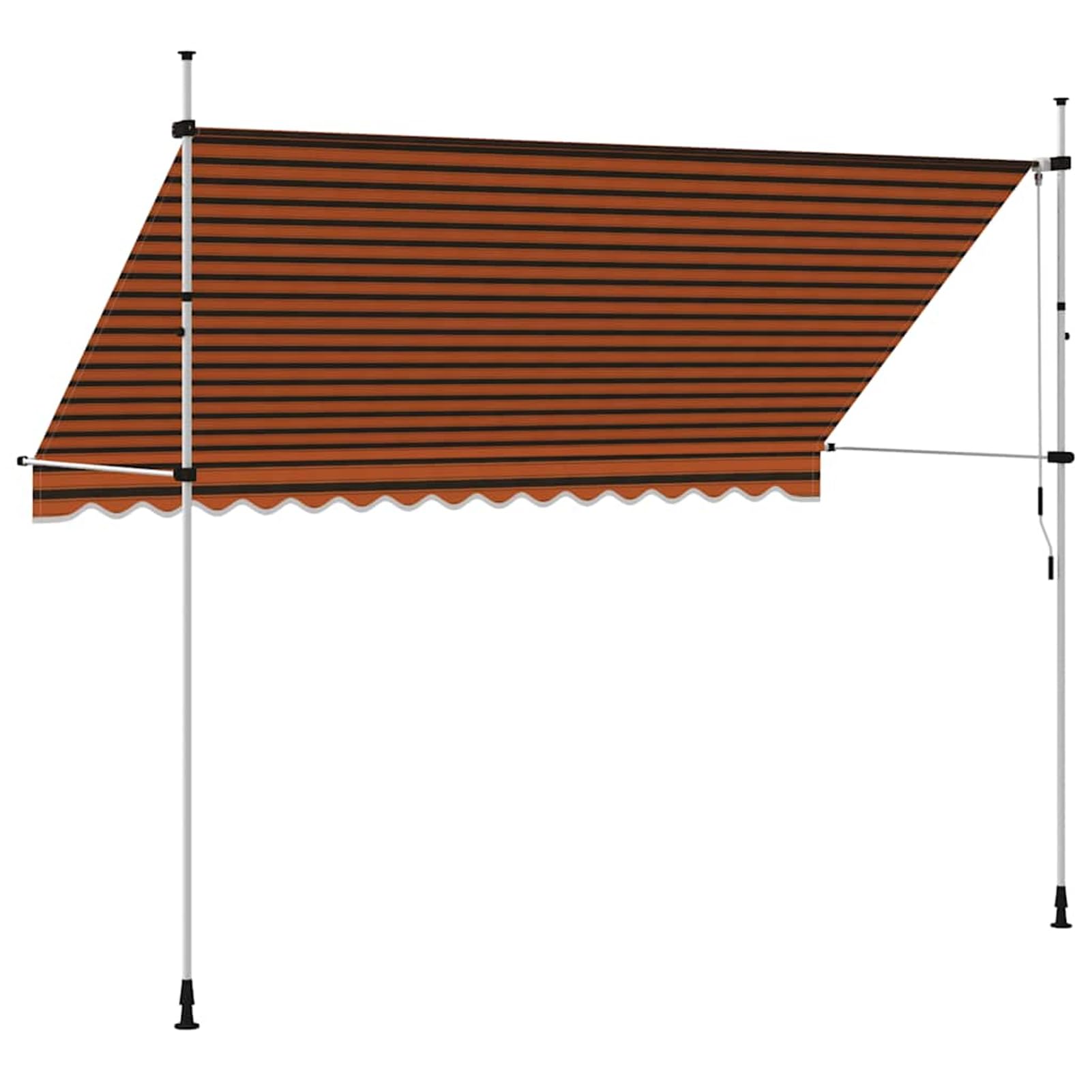 Wysuwana markiza balkonowa, obsługiwana ręcznie, 350 cm, pomarańczowa i brązowa, bez wiercenia, z korbą ręczną, aluminiowa markiza odporna na promieniowanie UV, regulacja wysokości i działanie