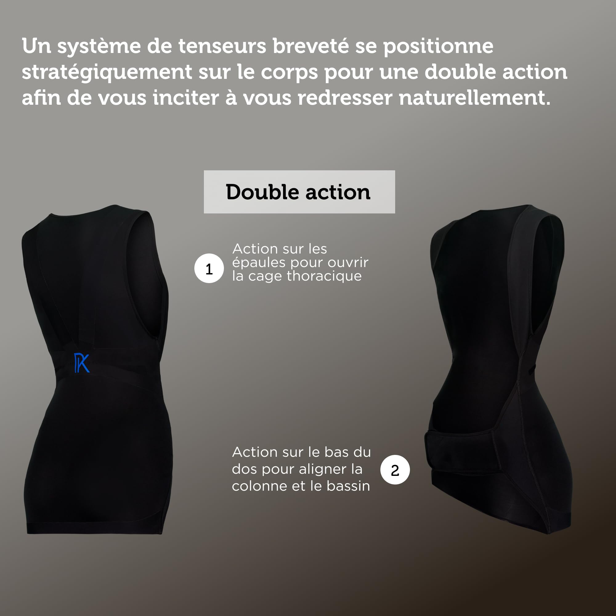 PERCKO, Gilet pratique pour femme, Soulage le mal de dos, Sans Manches, Fermeture Scratch, Tenseurs Brevetés, Noir, XXL