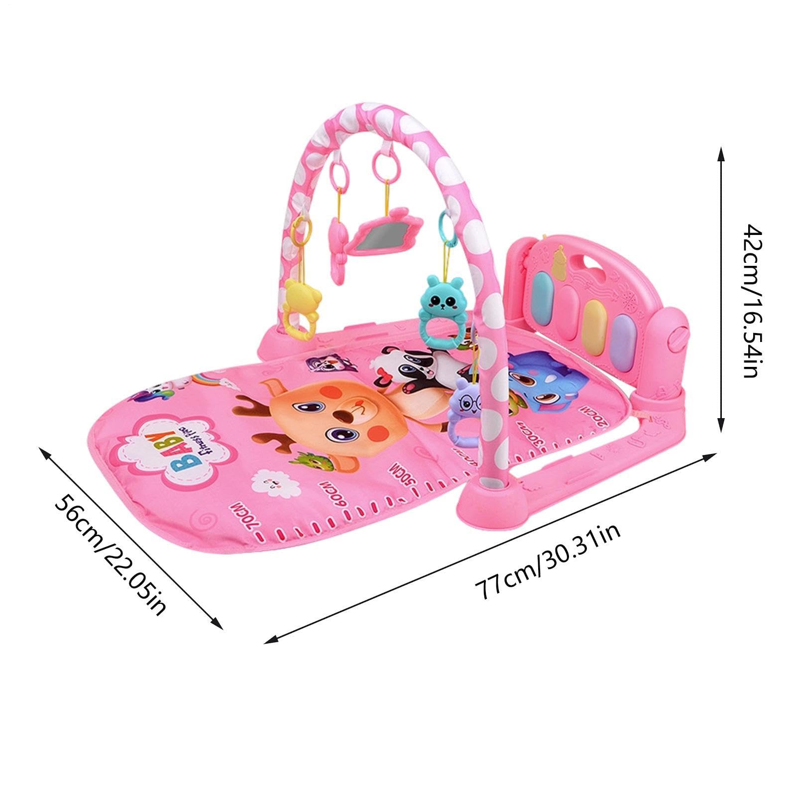 Gimnasio de Piano con Pataleo y Juego | Ajustable con Luz y Música | Plegable Piano Juego Gimnasio Infantil Alfombra Actividad | para Salón, Dormitorio, Cuarto de Bebé, Guardería,