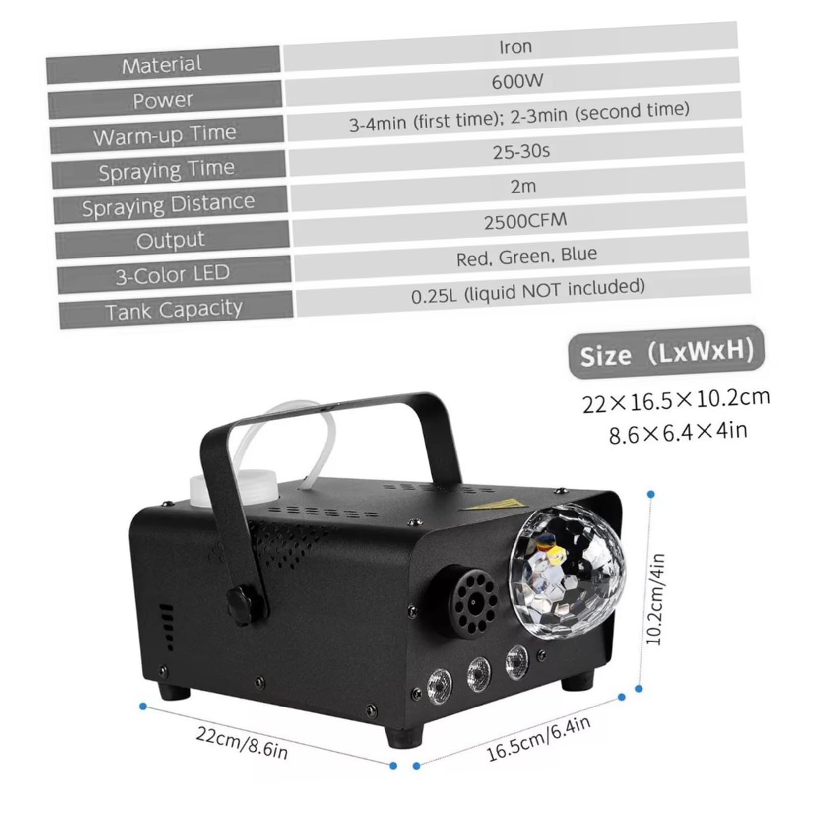 Yardwe Led Fog Machine with Remote Control Handheld Stage Effect Machine for Halloween Indoor/Outdoor 110v