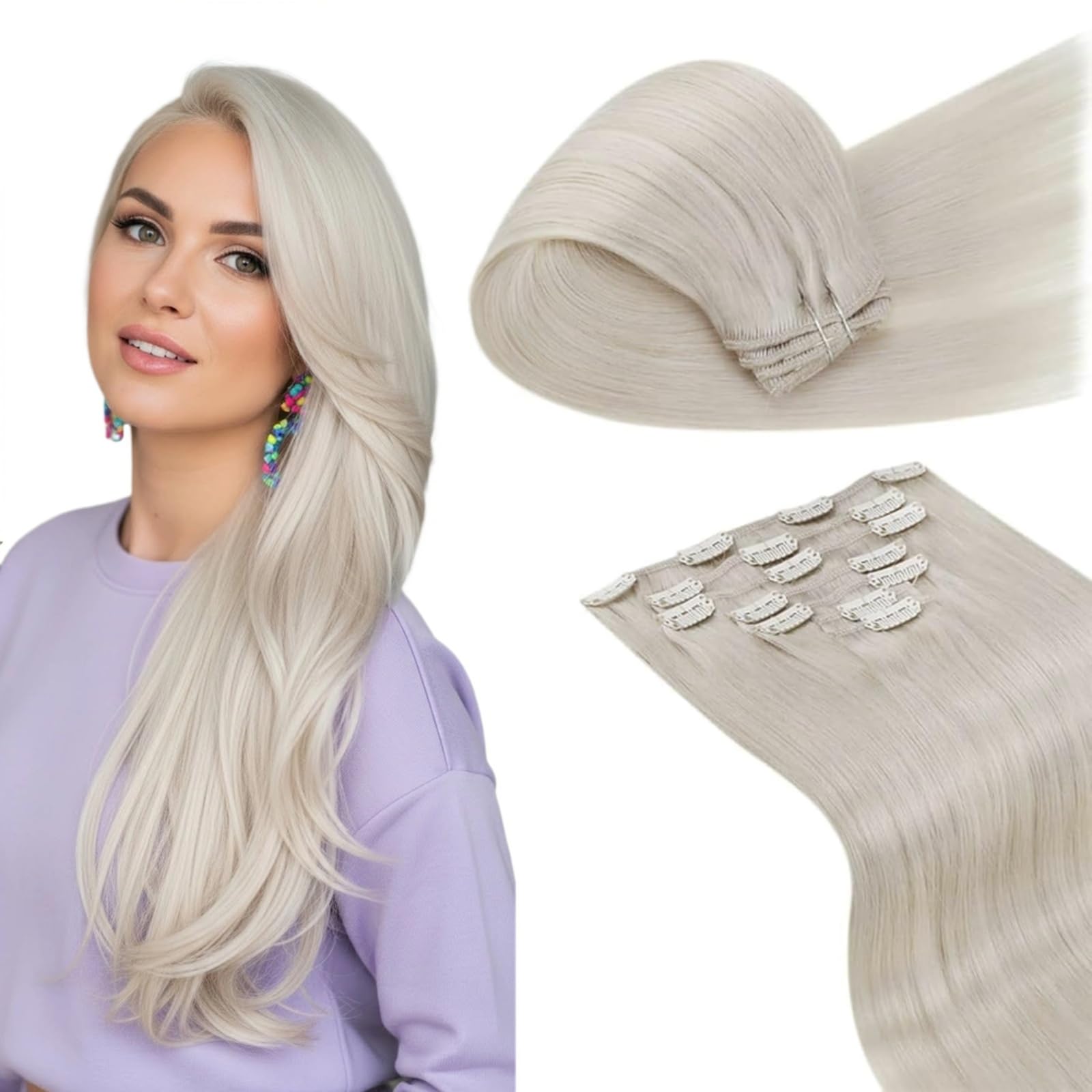LaaVoo Hair Extensions Clip in Real Human Hair Brown Clip in Hair Extensions Dark Brown Full Head 16 Inch 120g 7pcs Remy Straight Hair Double Weft #4 — view 17