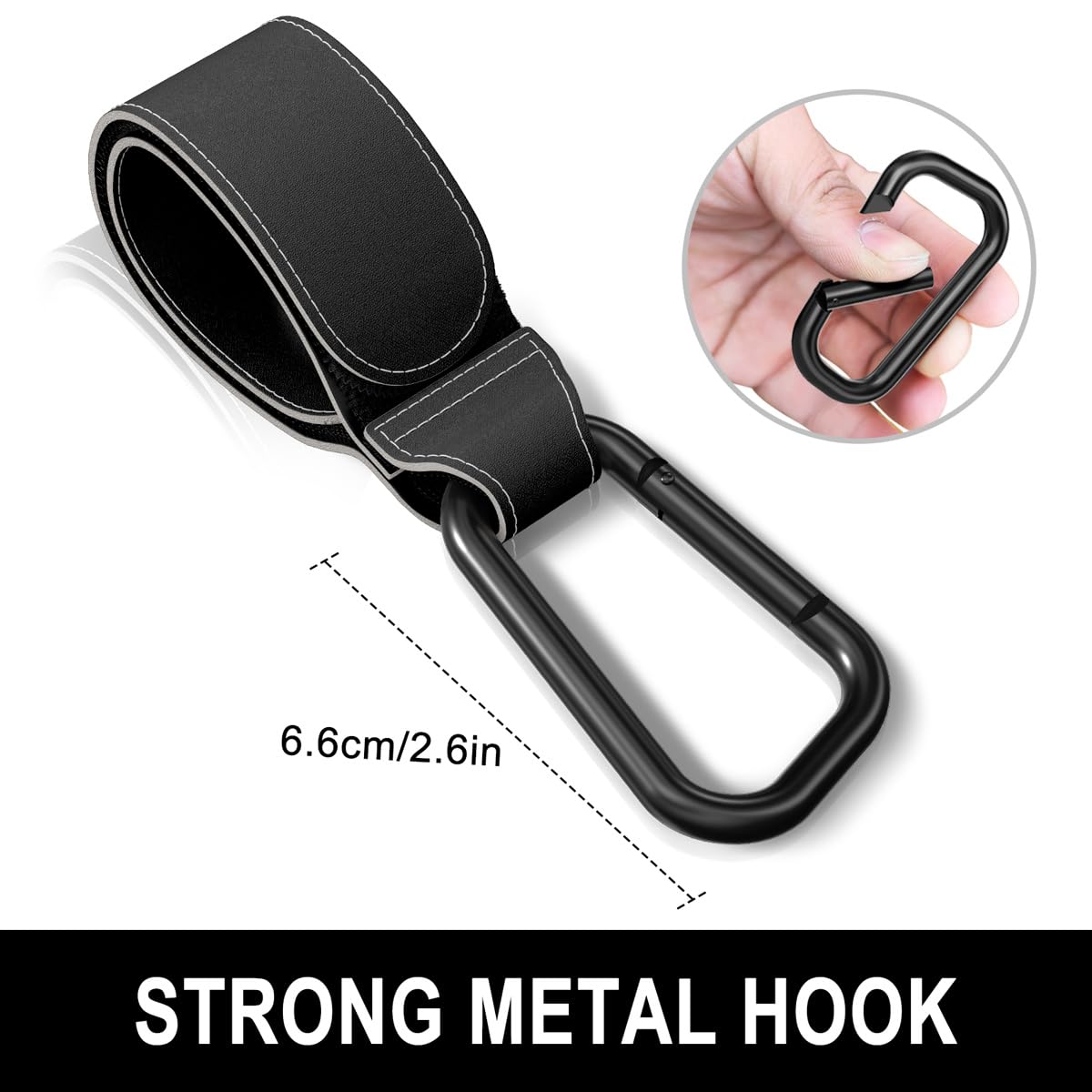 Ganchos universales para cochecito de bebé para colgar bolsas, clips universales para cochecito, accesorios para cochecito, bolsa de pañales, bolsa de compras, bolso, mochila (negro, paquete