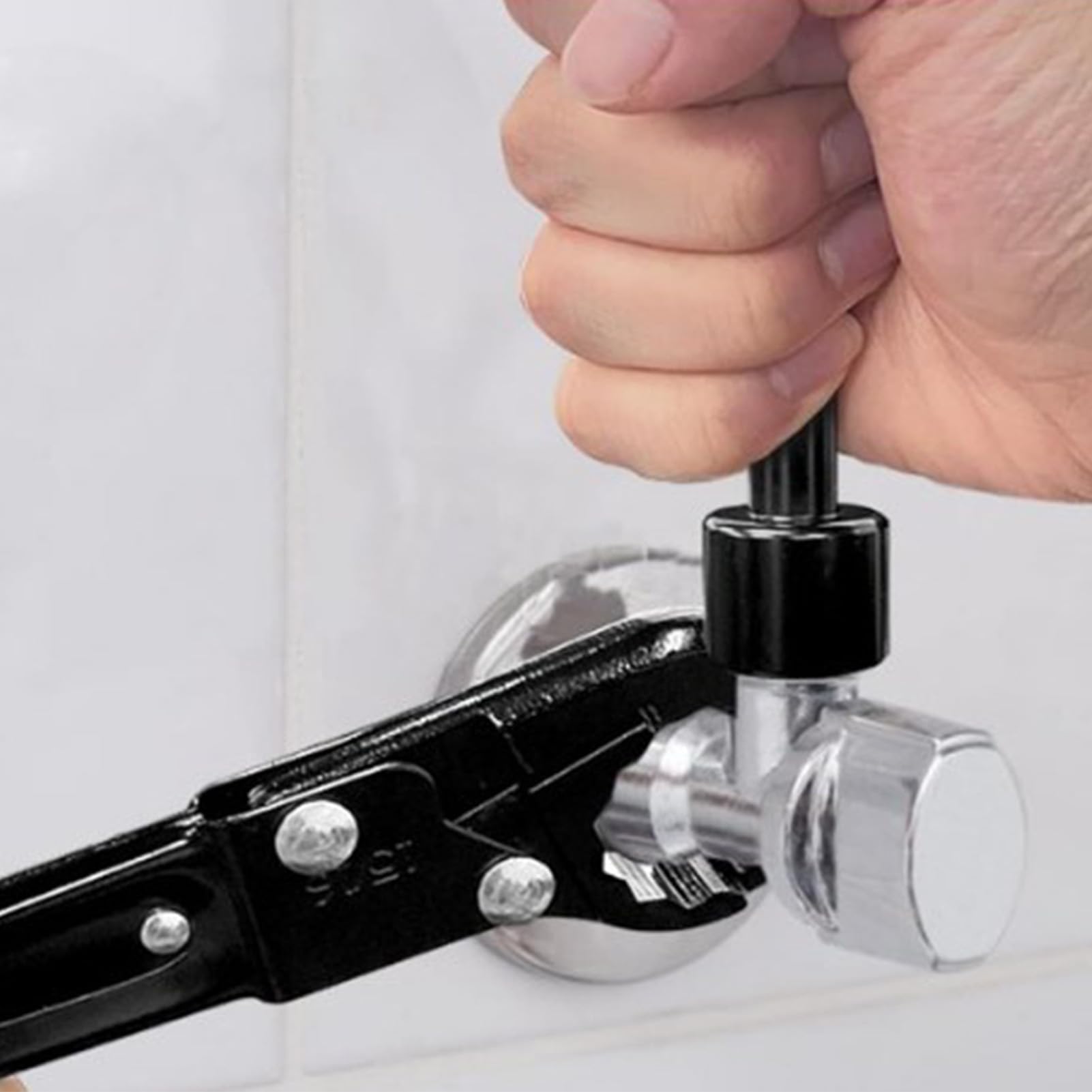 Llave de tope en ángulo Herramienta profesional de llave de fontanero de doble punta de alta eficiencia para mantenimiento e instalación de plomería Material de acero 750 g