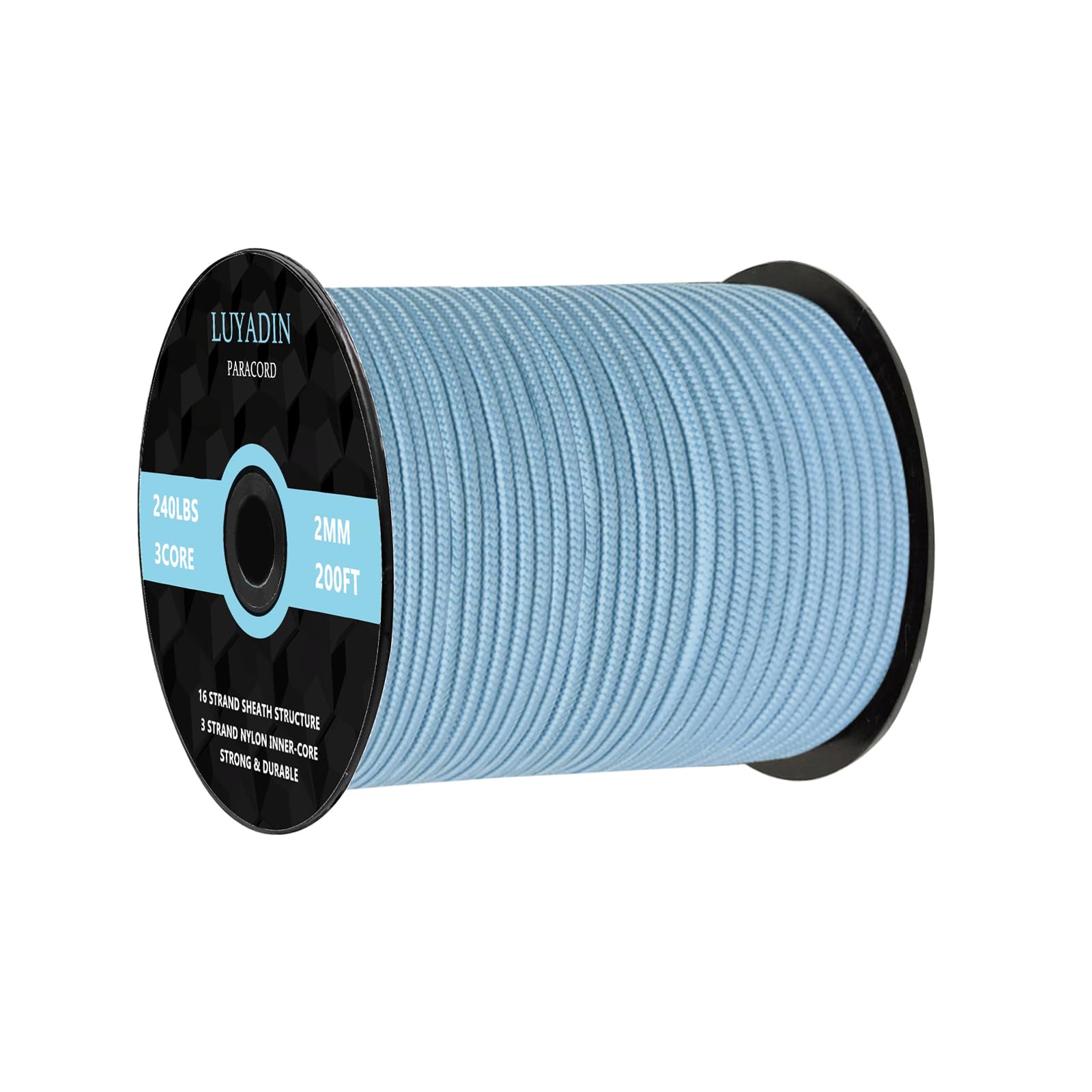 LUYADIN Paracord 240lb - Diameter 2mm Micro Utility Cord -3 Strand Parachute Spool Cord - 100ft 200ft,Paracord for Camping,Hiking,Fishing,Outdoor and DIY — image 1