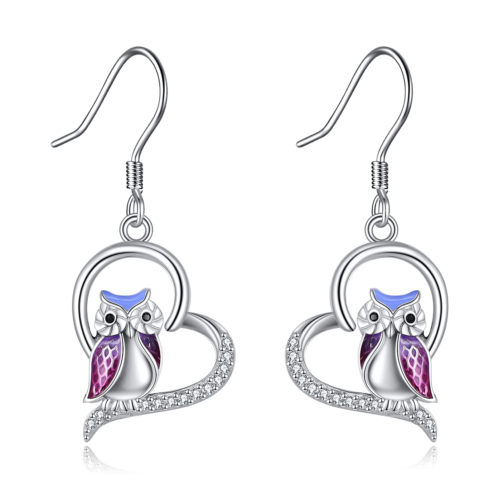 YFN Eulen-Ohrringe für Frauen Sterlingsilber-Eulen-Schmuck-Geschenk-Tropfen-Ohrringe für Frauen-Mädchen