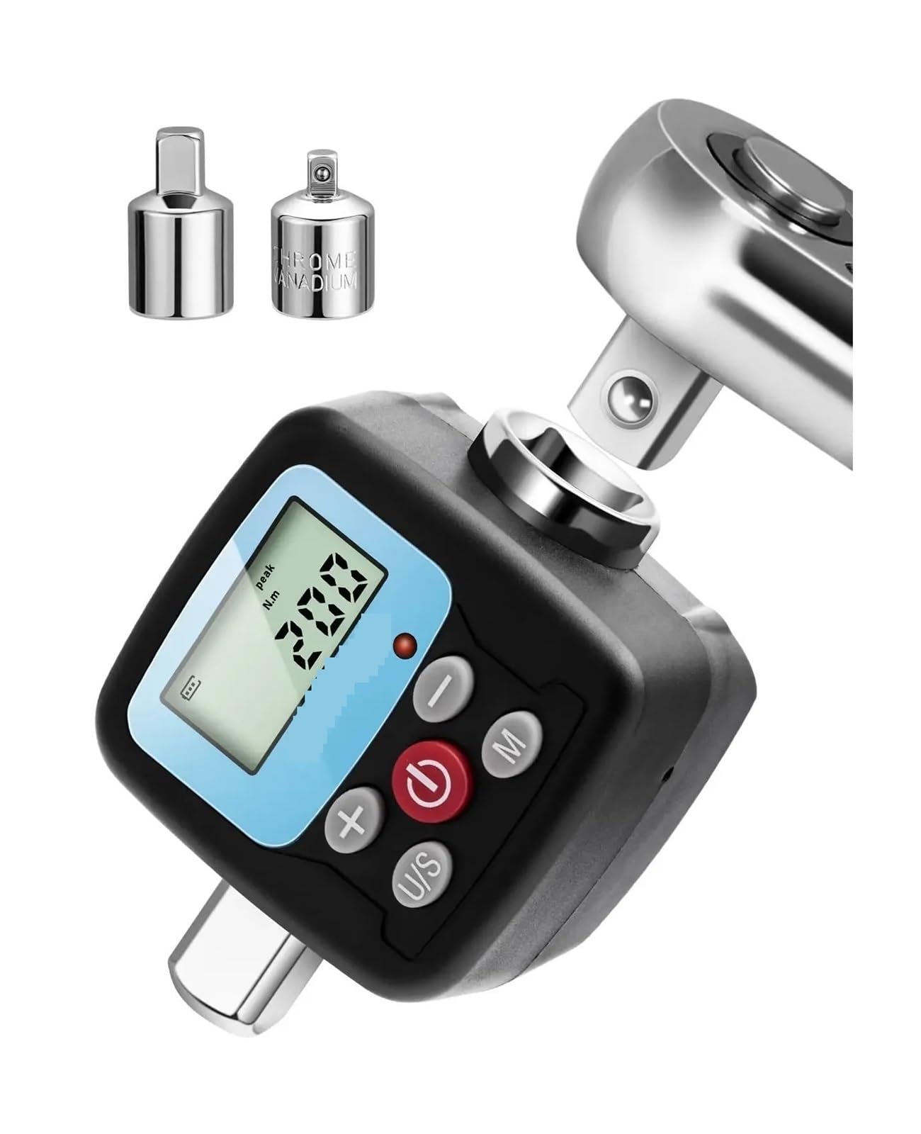 Digital Torque Meter Digital Torque Wrench Adapter - Precis Electronic Tool Converter and Meter with LCD Display, Includes 1/2", 1/4(GN200N)
