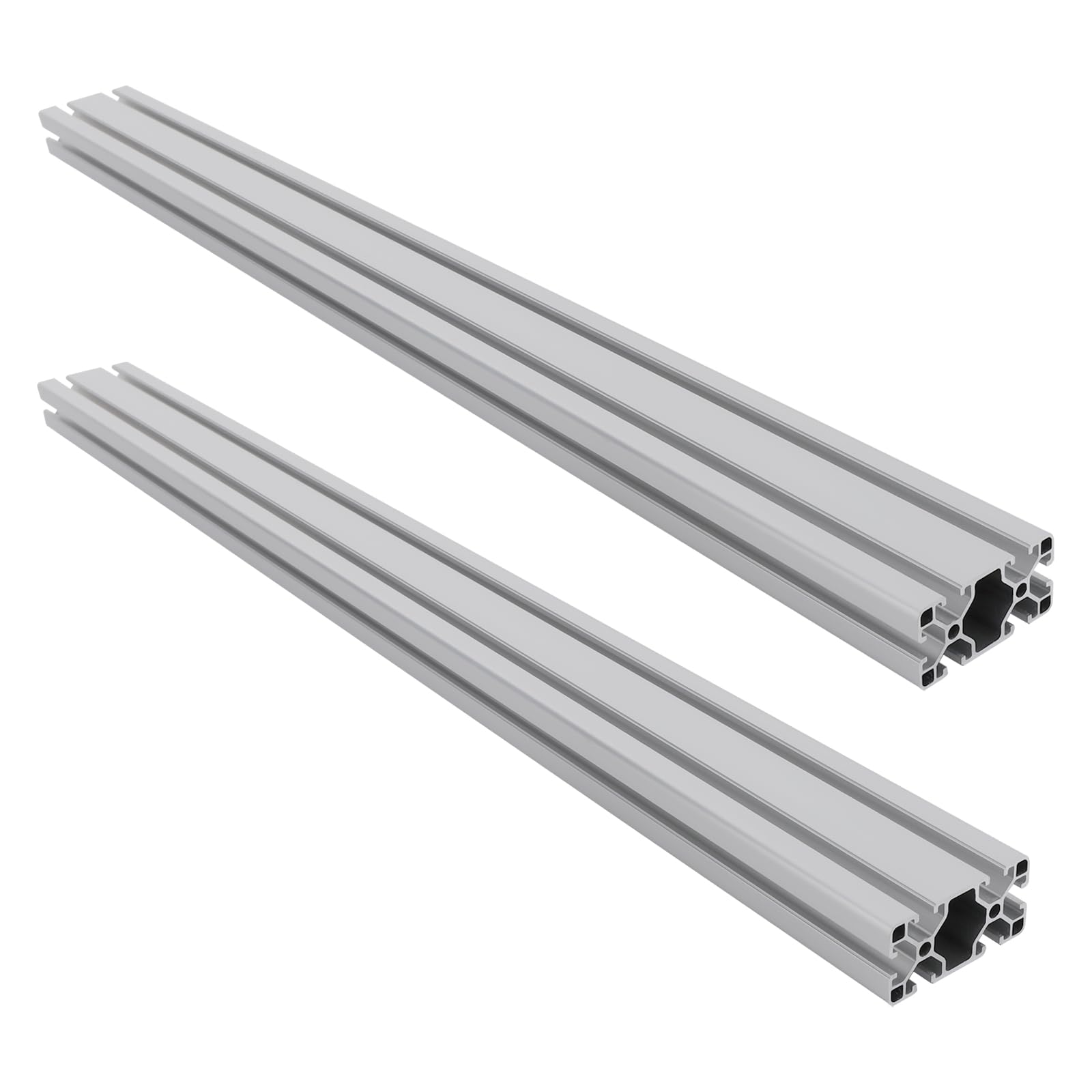 Profil aluminiowy, zestaw 2 profili aluminiowych z rowkiem T, 100 cm, grubość ścianki 1,5 mm, profile aluminiowe do drukarek, automatyczne maszyny do cięcia, CNC, projekty DIY, kolor srebrny