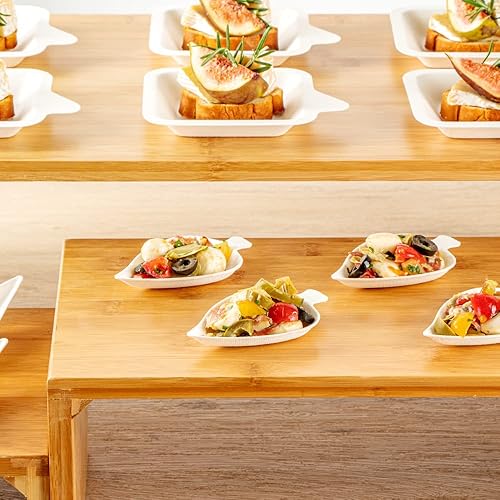 Miniatura 7 de Restaurantware - Platos de degustación de 3.7 x 2.4 pulgadas, 100 platos desechables - Compostable para el hogar, apto para microondas y congelable,
