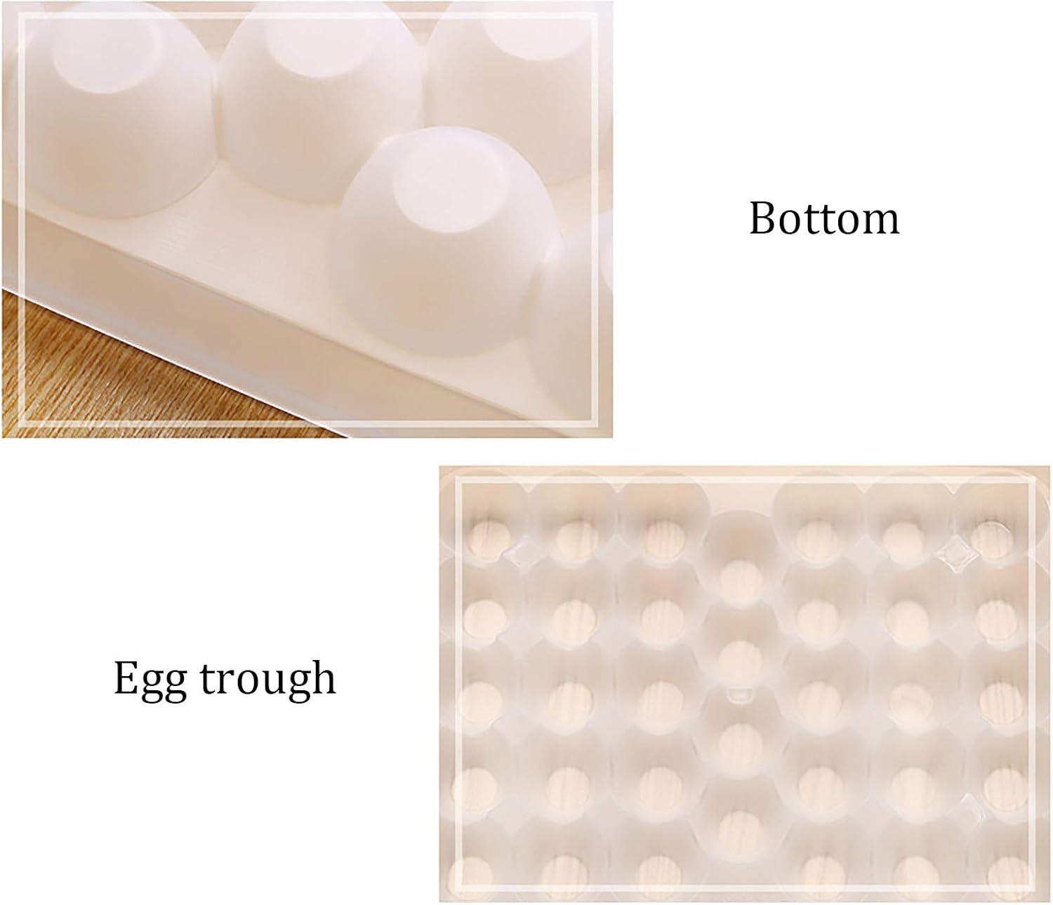 34 Grids Eggs Storage Box, Large Capacity Refrigerator Egg Tray with Lid, Clear Egg Storage Container Holder Rack, Stackable Egg Dispenser, Food Fresh Organizer for Fridge Kitchen Restaurant (White)
