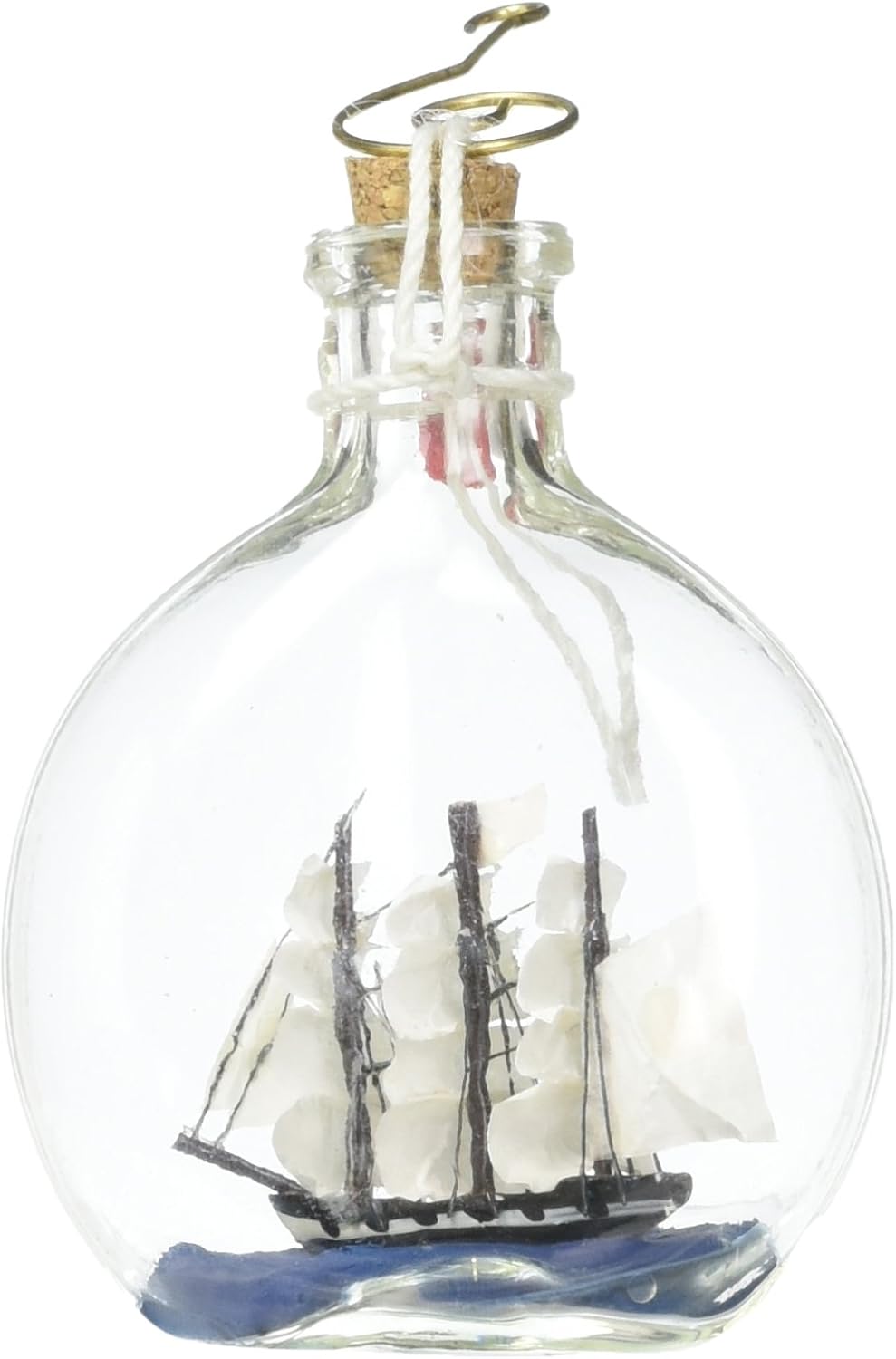 Hampton Nautical USS Constitution Model Ship in a Glass Bottle Christmas Ornament, 4"