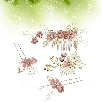 Toyvian 4pcs Rhinestone Hair Combs Floral Bridal Headpiece Crystals