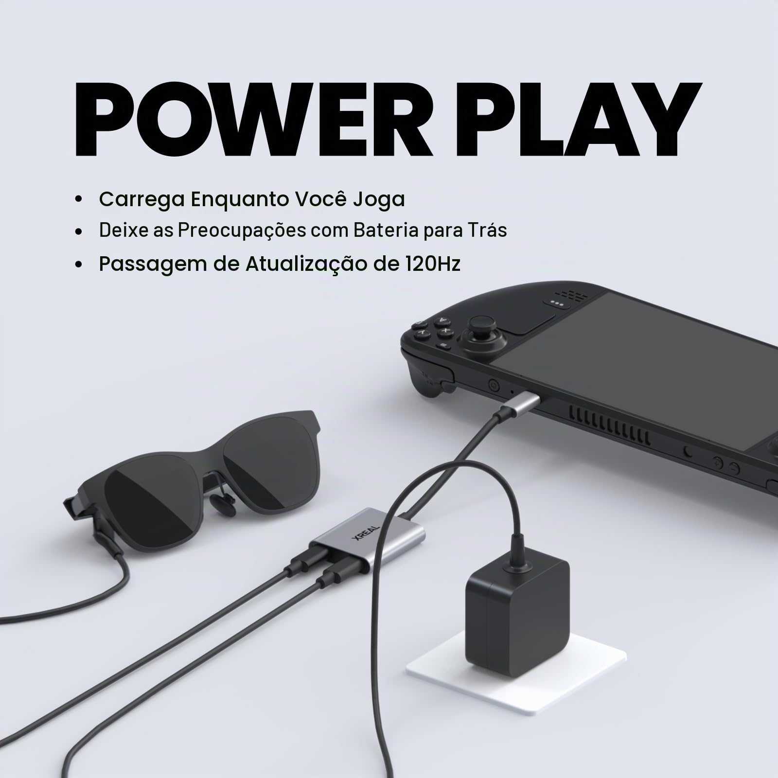 Adaptador hub XREAL Carrega seus óculos RA enquanto carrega seu