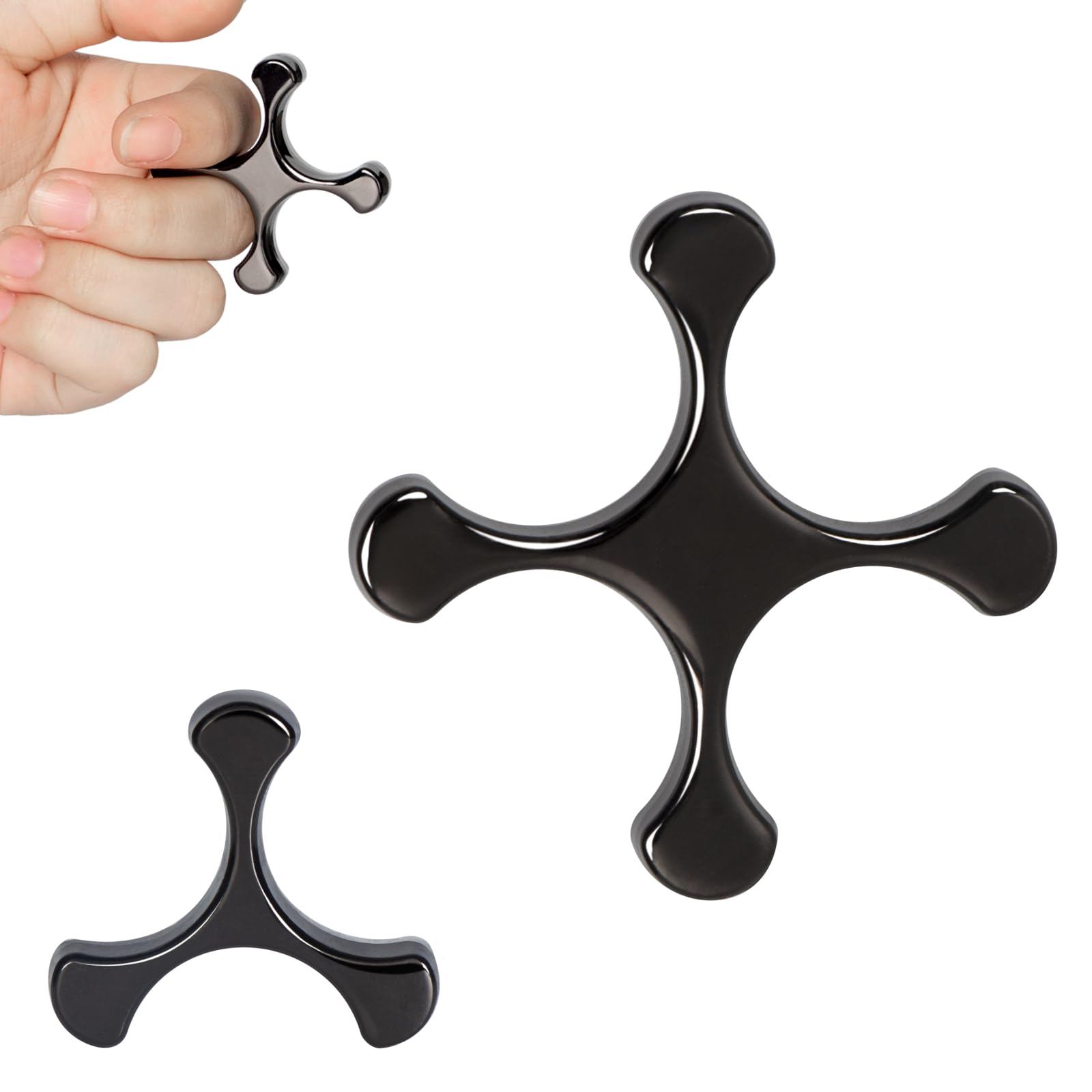 Metal Finger Fidget Flipper 2Pack - Quiet Fidget Toys Adults - Premium Fidget Roller Stim Toys for Adults - Stocking Stuffer & Top Gadget Gift Idea (Black Nickle)