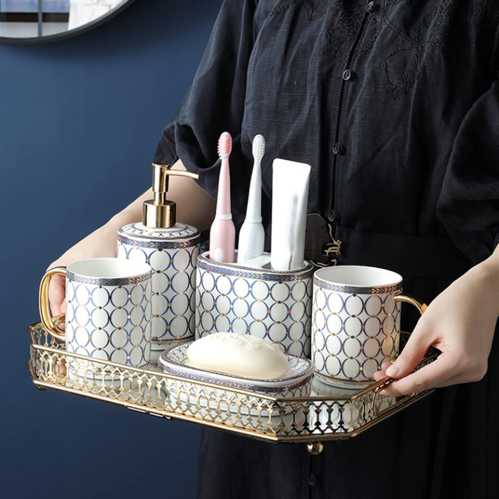 Bathroom Toothbrush Cup Couple Brushing Ceramic Mouthwash Wash Set Household