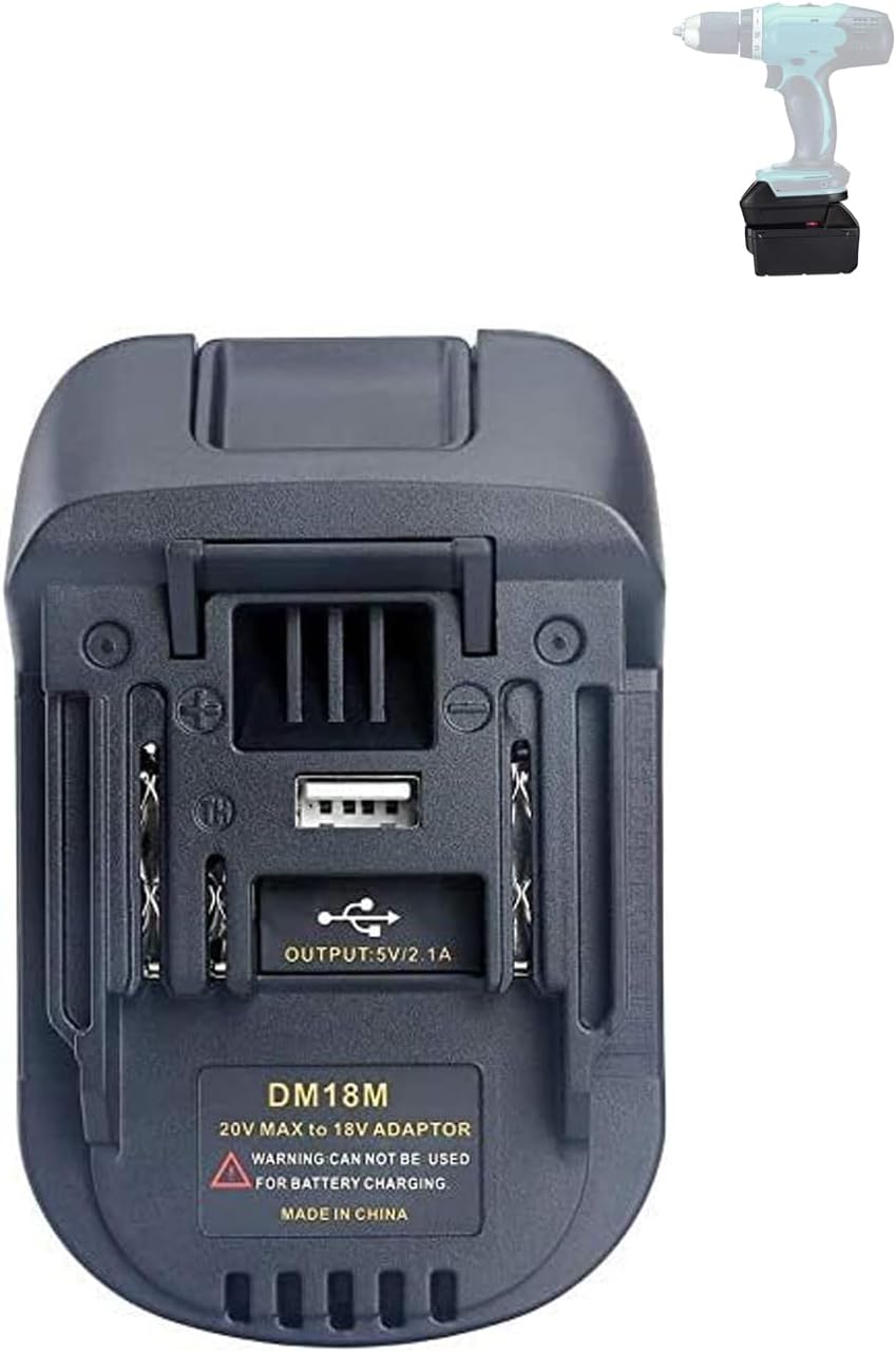 DM18M Battery Adapter for Dewalt to Use for Makita 18V Tool, Converter with USB Port Charging
