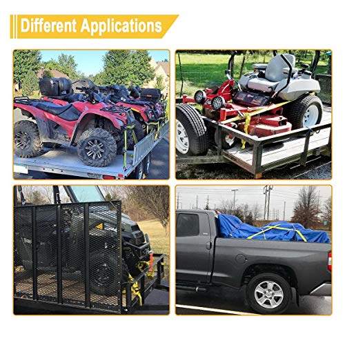 Partsam Heavy Duty Ratchet Cargo Tie Down Straps, 3000Lbs Break Strength - (4) Heavy Duty 1.5" X 15' Cargo Tiedowns With Steel Dual J-Hooks For Moving, Hauling, Motorcycles, Securing Cargo (Yellow) #TOP6