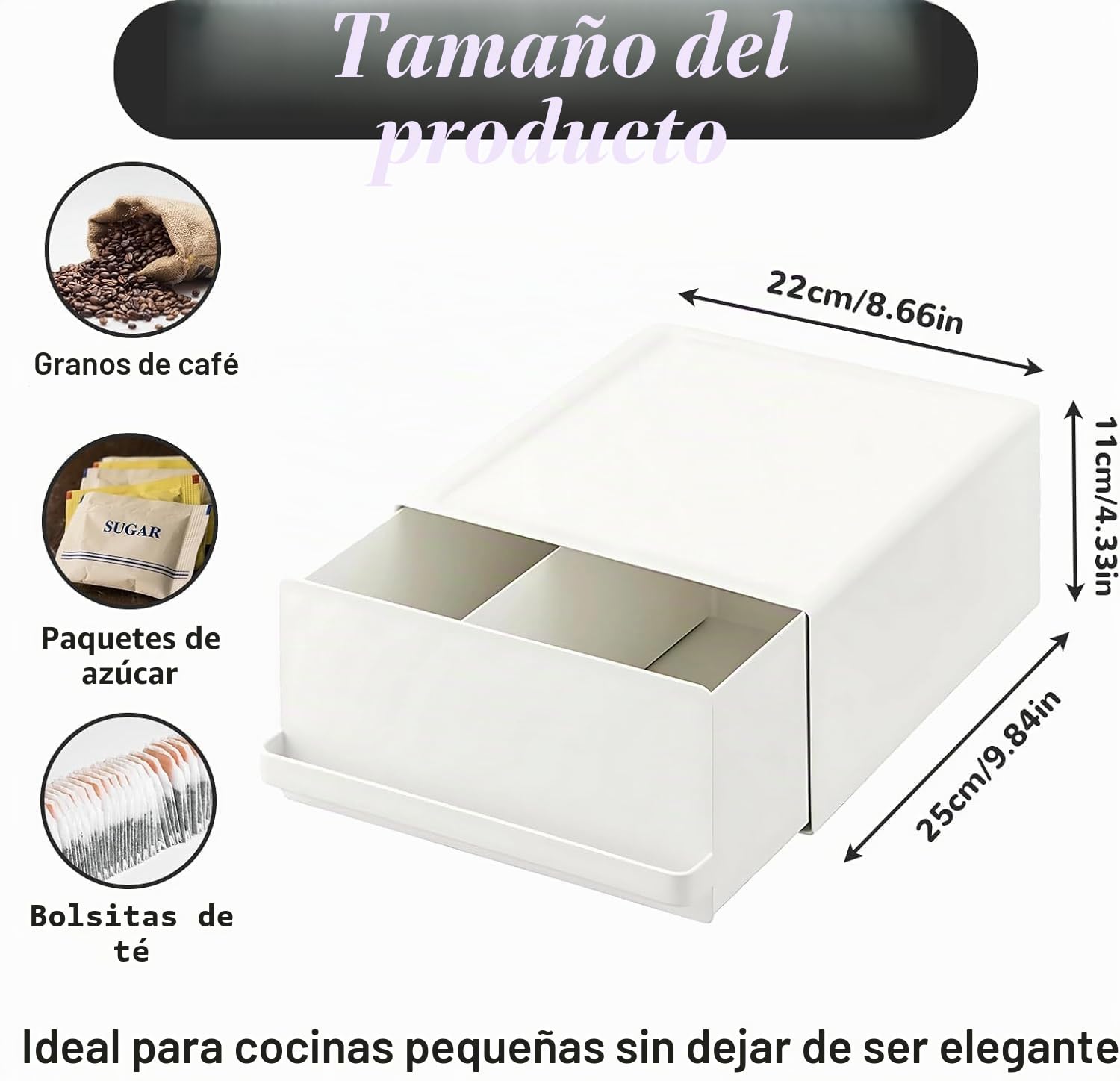Soporte para Cápsulas de Café con Cajón de Acero al Carbono | Organizador de Café para Encimera con Diseño Resistente, Ideal para Cafetera y Accesorios de Cocina