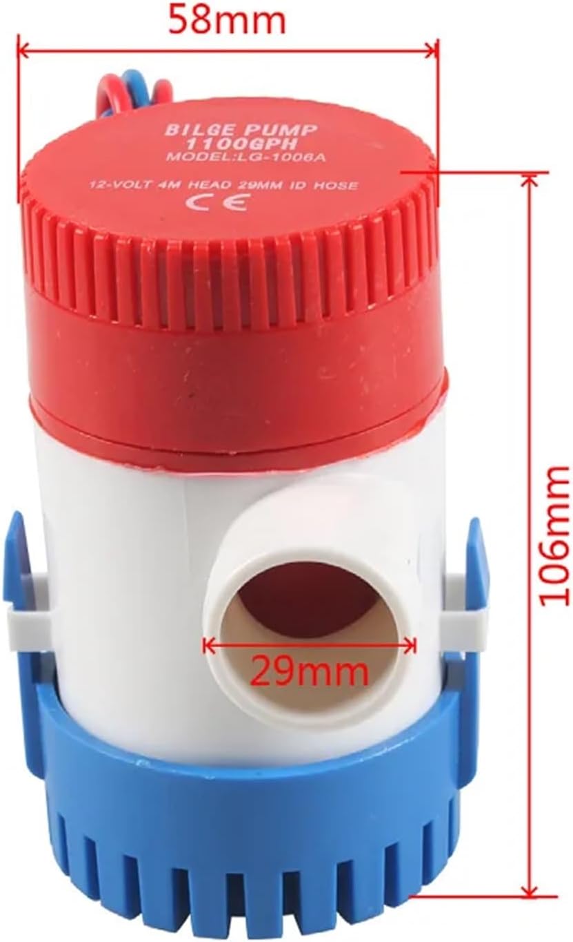 1pcs 12V Vacuum Water Pump Submersible Boat Bilge Pump 1100GPH Water Pump Used In Boat Seaplane Motor Homes Houseboat(1100GPH)
