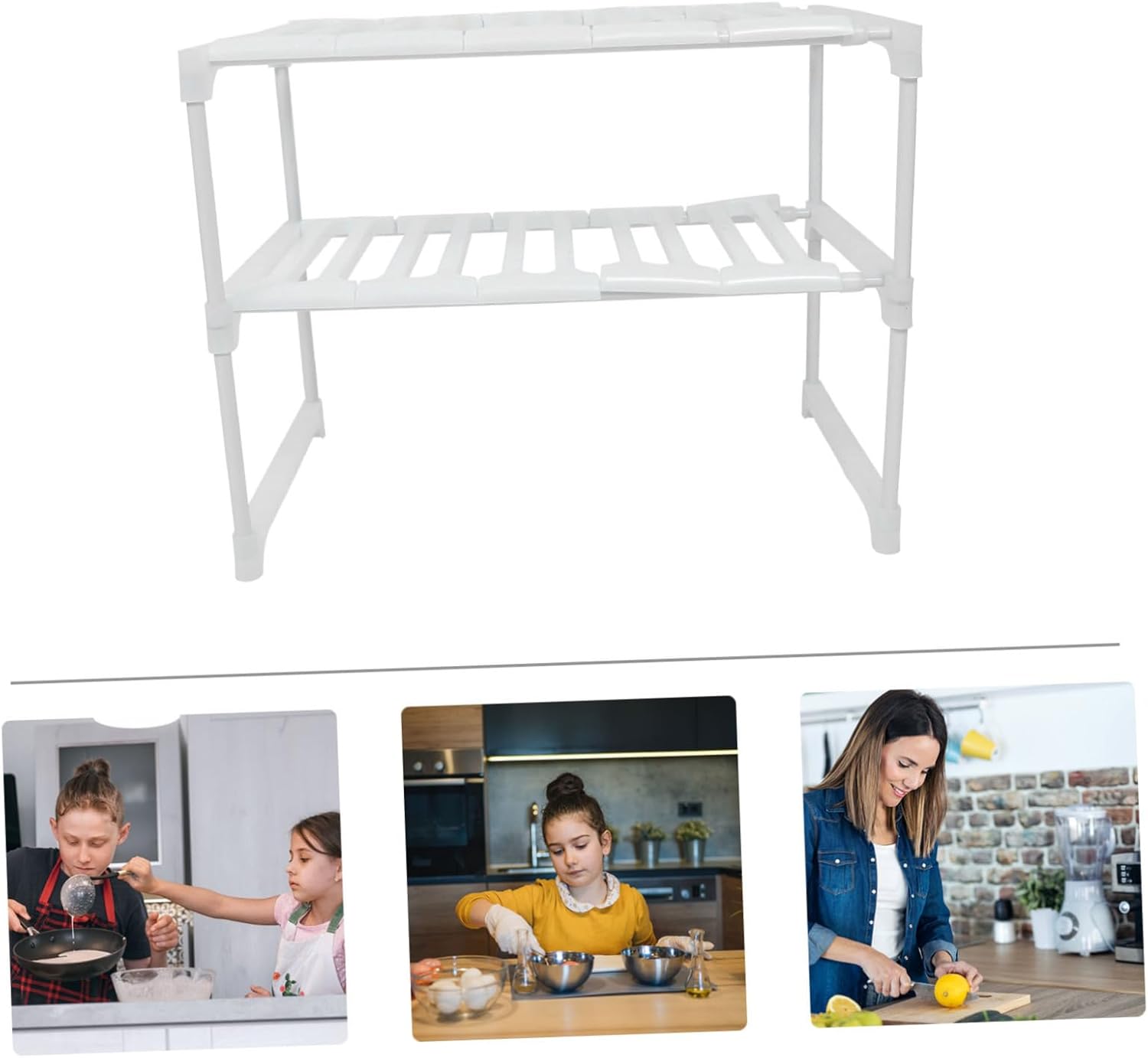 Under Sink Organizer Rack Adjustable Storage Shelf for Kitchen Bathroom Space-Saving Holder for Kitchen Supplies Easy to Clean Multi-Purpose Design Strong Pressure Resistance