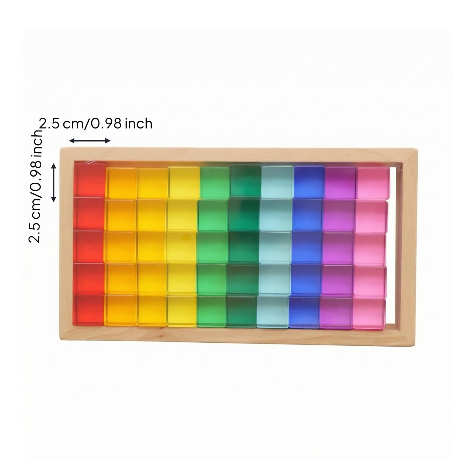 50 Pezzi Mattoncini Incastro | Traslucido, Mattoncini Colorati in Acrilico, Colorato, Blocchi da Costruzione in Legno e Acrilico, per Tavolo Luminoso