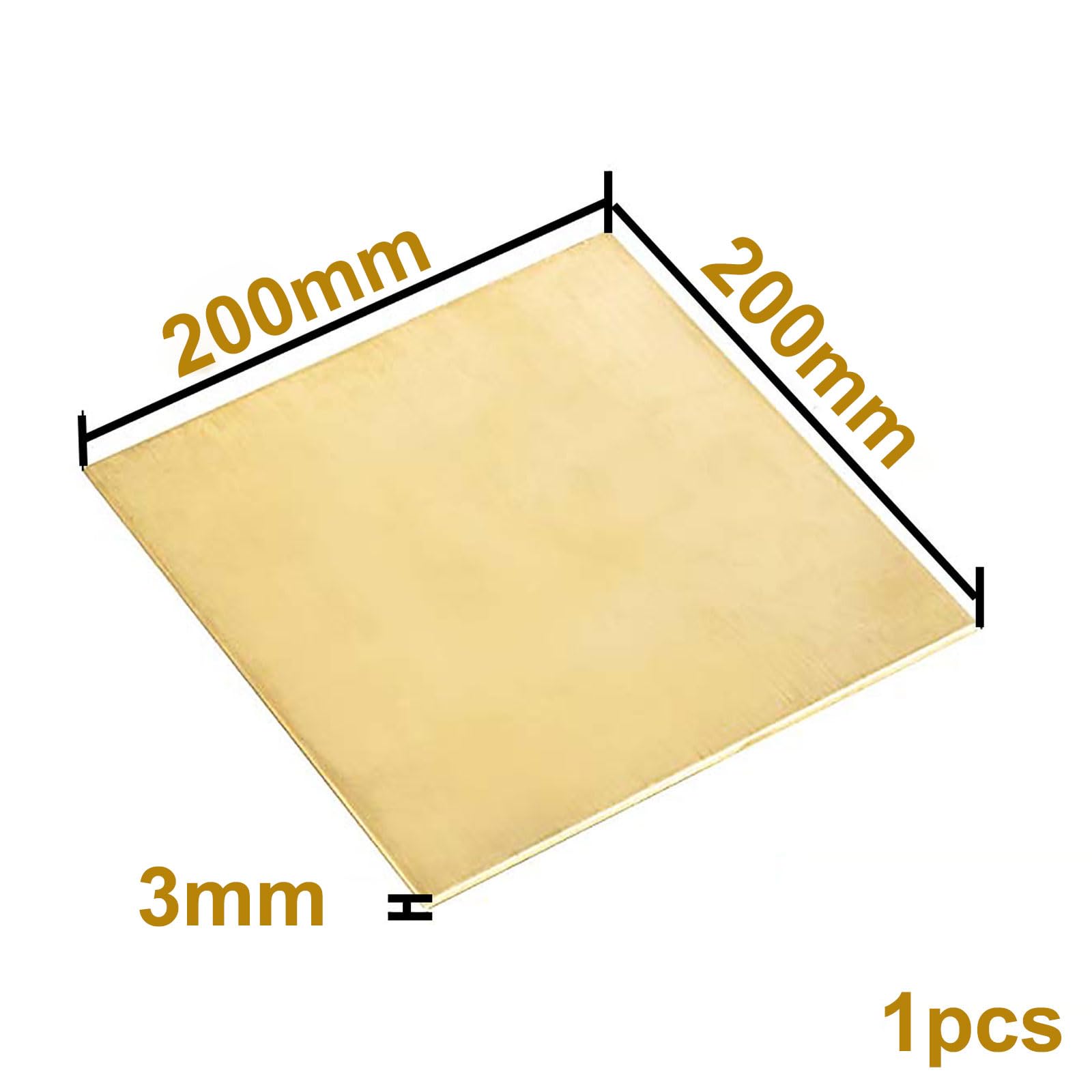 COYOUCO Lamiera di Ottone da 1 Pezzi, Spessore 3 Mm Senza Graffi, Lamiera di Ottone di qualità, Lamiera di Ottone Lamiera Sottile di Metallo in Ottone,200x200mm