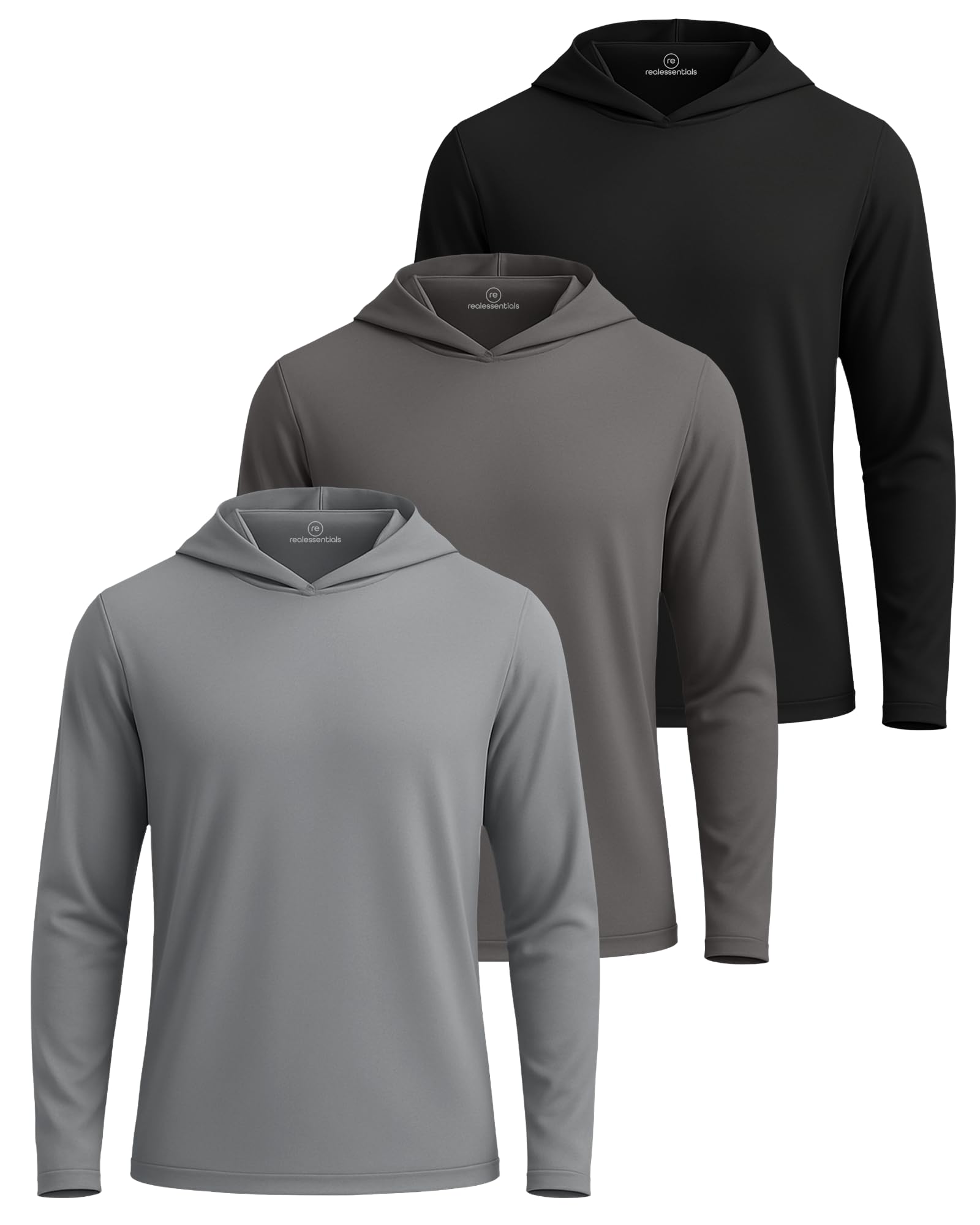 3 Pack Mens Dry Fit Pullover Hoodie Sun Sweatshirts Athletic Gym Workout
