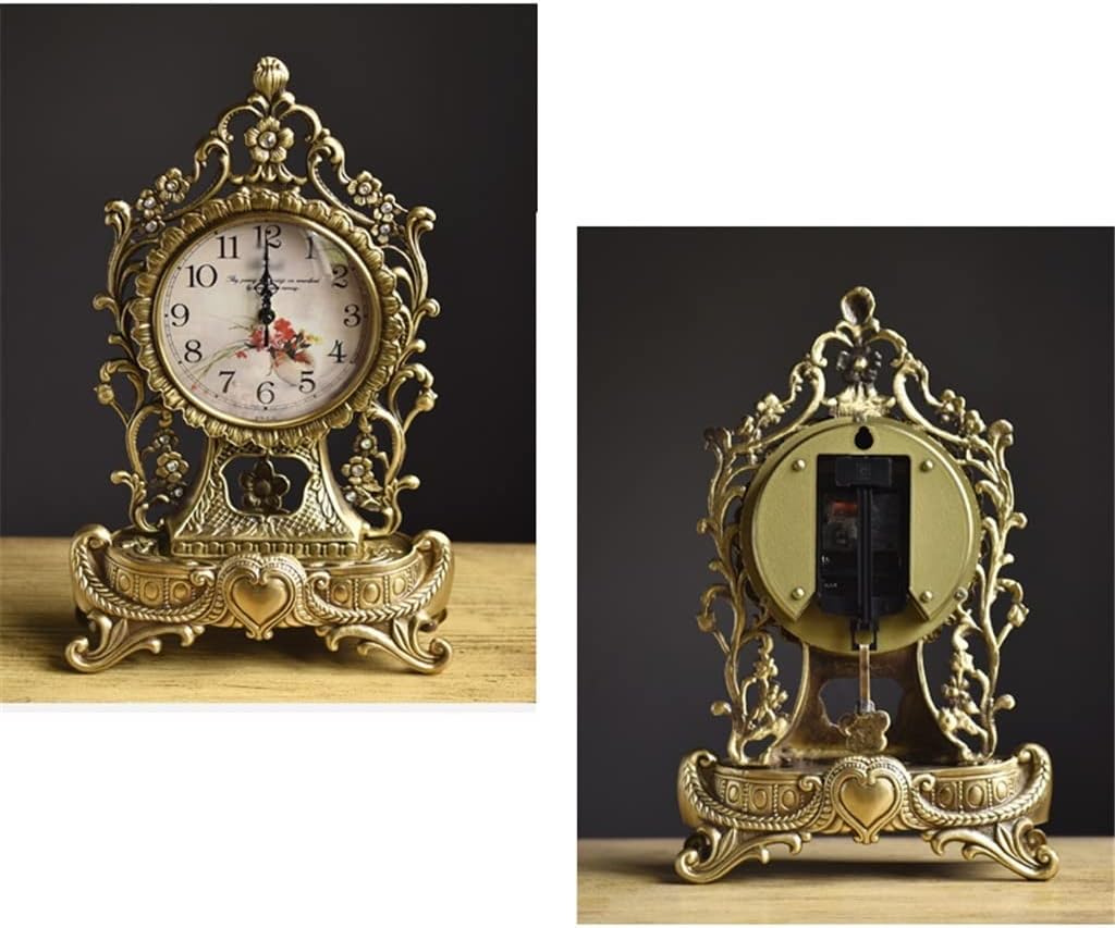 Copper Silent Table Clock European Antique Clocks Living Room Creative Clock Retro Table Clock All Copper Seat Clock