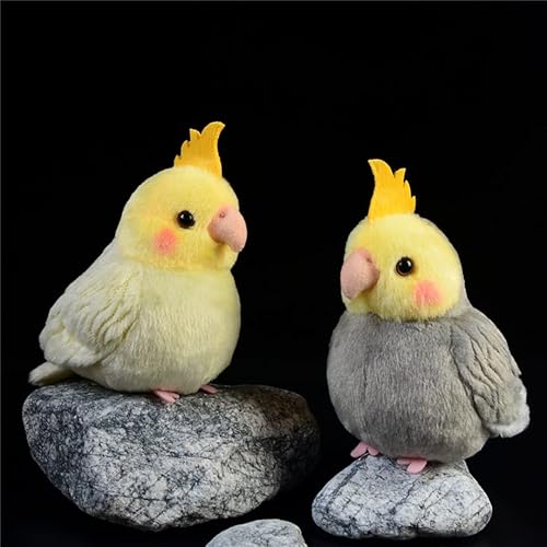 Miniatura 8 de Nohito Juguete de peluche realista de pájaro loro de cacatúa amarillo, simulación de pájaro falso, animales de peluche de cacatúa, lindos regalos