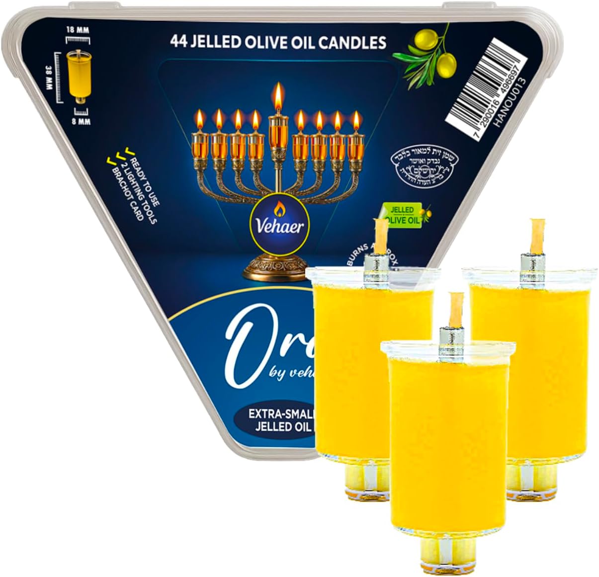 Menorah Oil Cups, 44 Pre-Filled Jelled Oil X-Small 1 Hour Burn