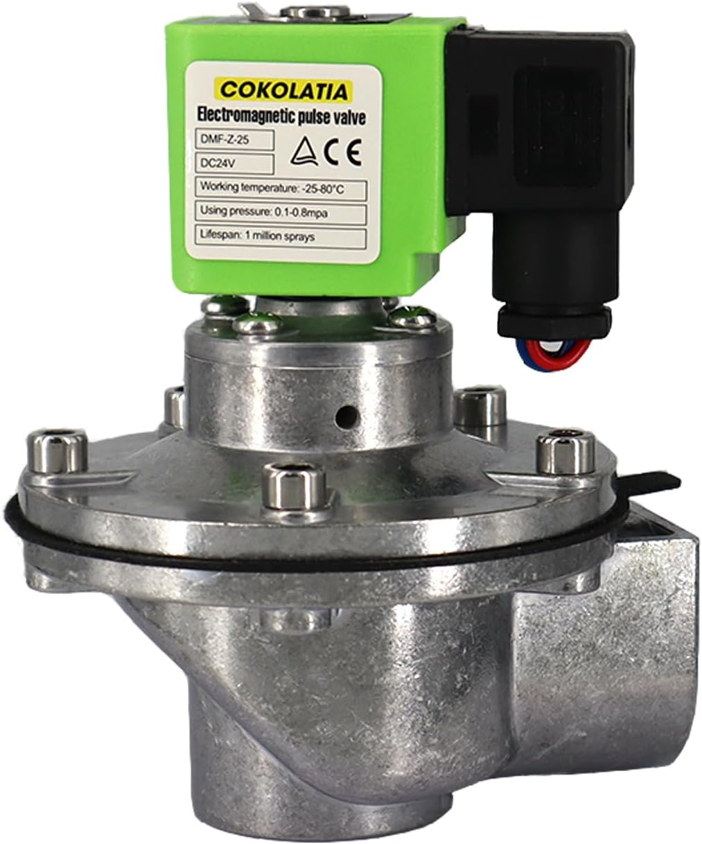 G1 Inch Diaphragm Valve Air Control Pulse Valve DN25 Dust Cleaning Blow Valve Pulse Solenoid Valve for Air Control Systemc (DC 24V)