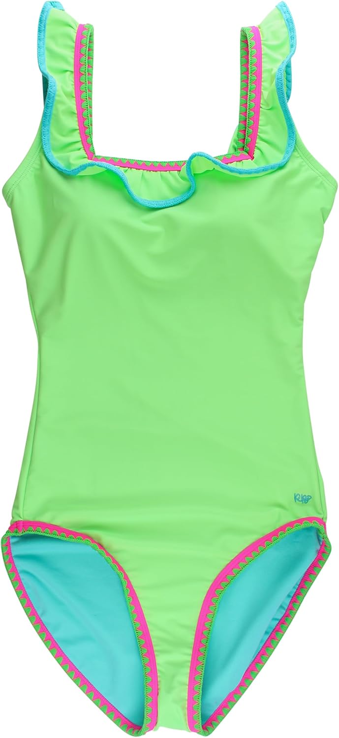 RuffleButts Women's UPF50+ Family Matching Crochet Ruffle One Piece Swimsuit