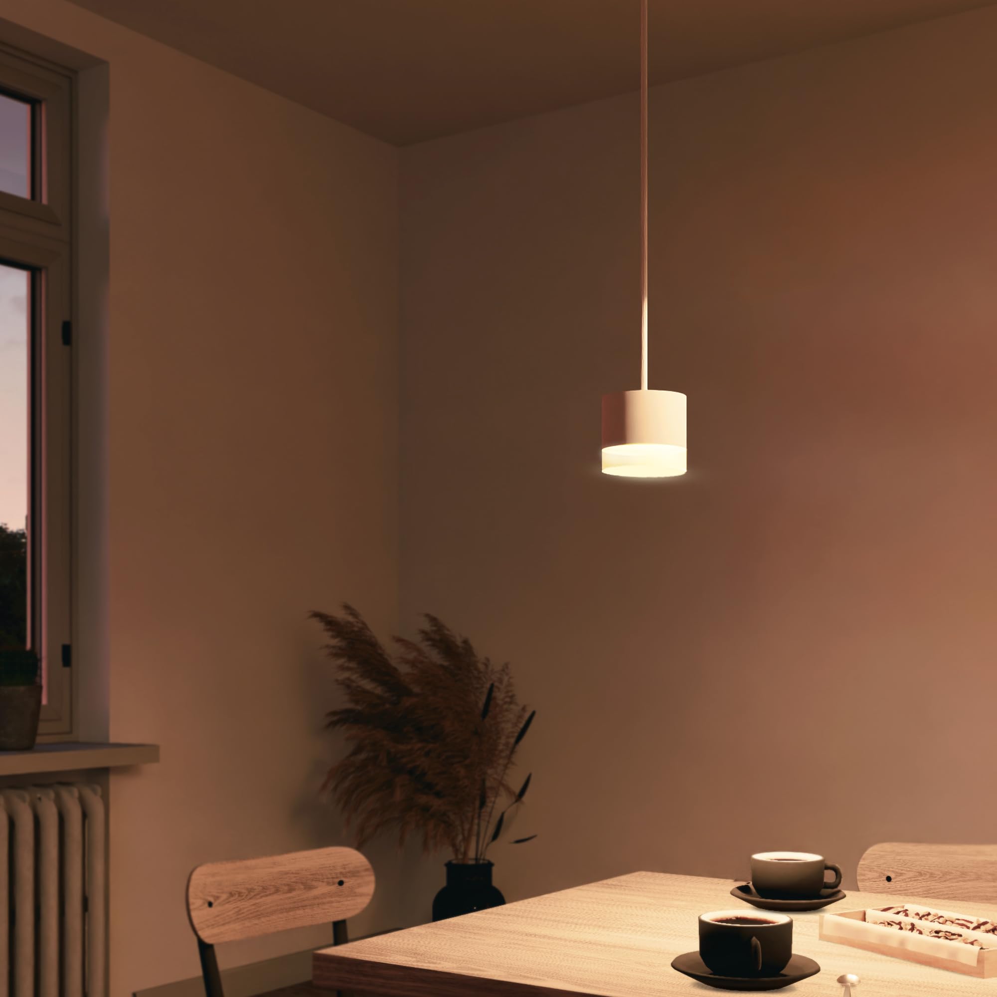 SSC-LUXon VORA Pendelleuchte weiß Smart Home GX53 LED WLAN RGBW App | Hängelampe mit RGB-Farblicht - per App & Sprache steuerbar, Leuchtring, höhenverstellbar für Esstisch, ohne Bridge
