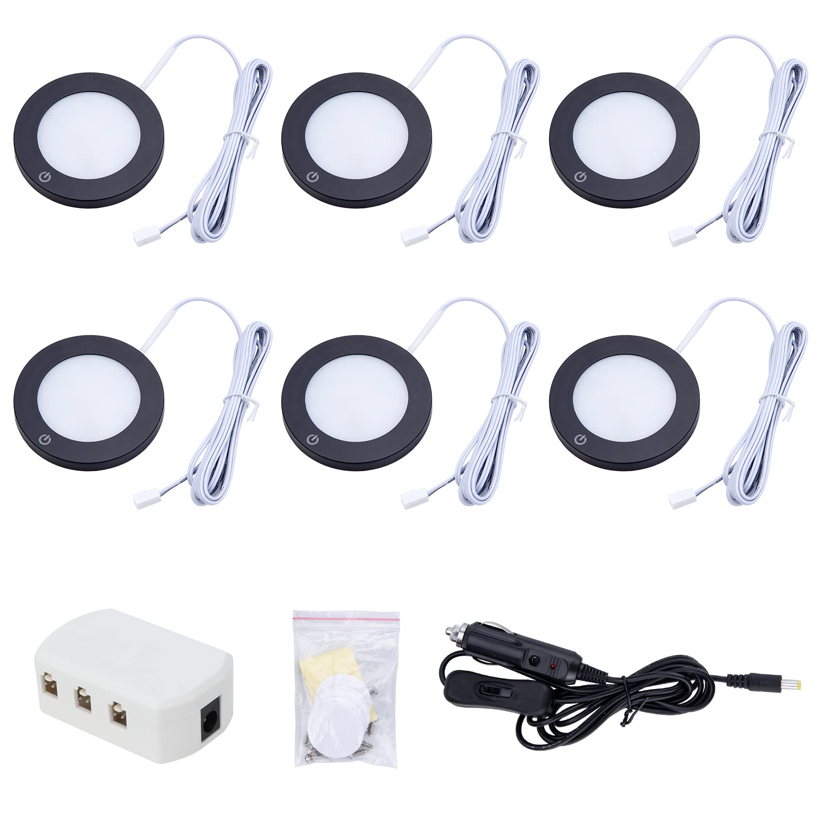 CICMOD 6pcs Interior Led Spot Light 12V 3W Touch Control Recessed Ceiling Down Light for RV Camper Van Caravan Boat