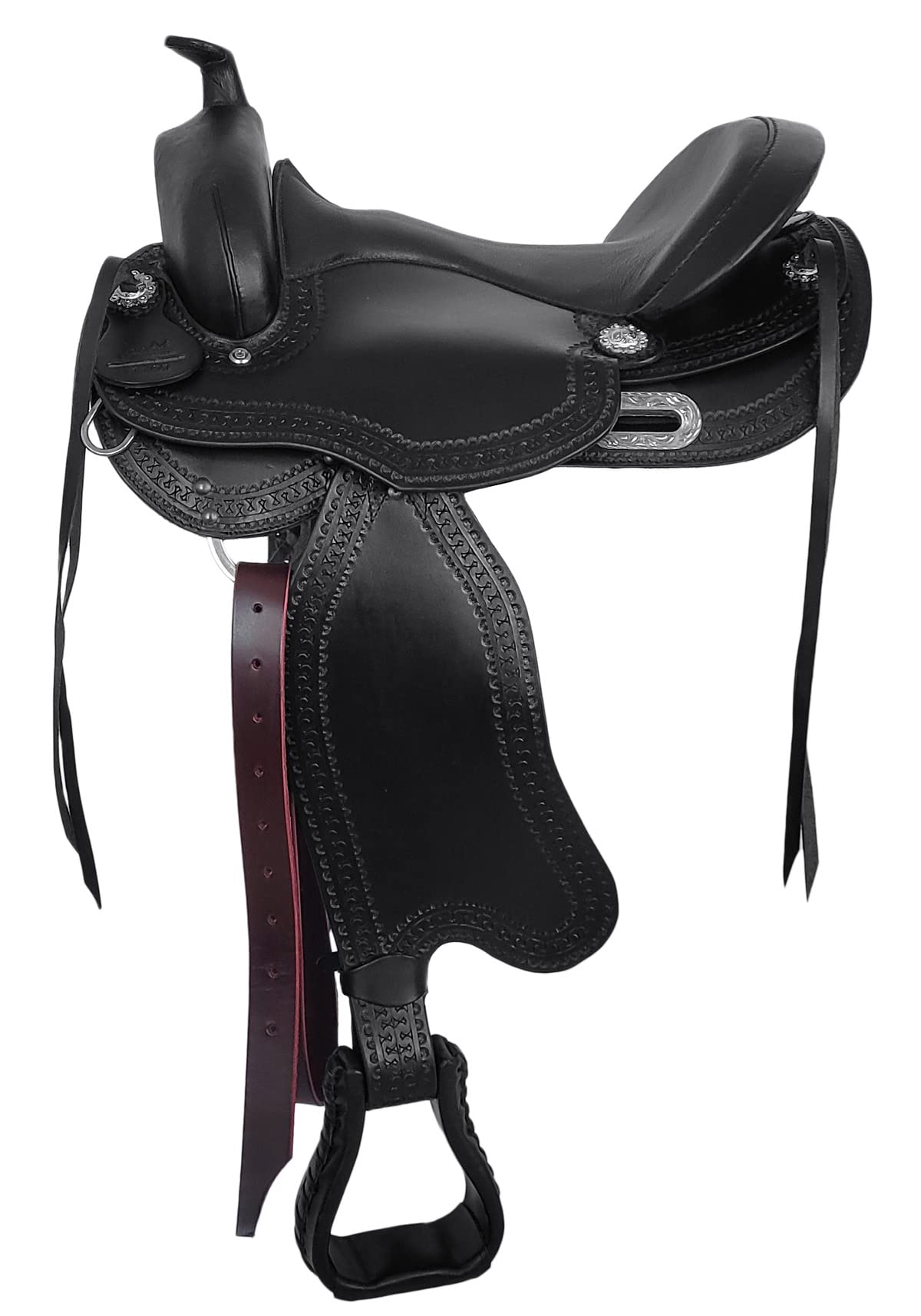 A&M Reitsport Omaha Selle western sans arceau en cuir de buffle Noir Taille : 17"