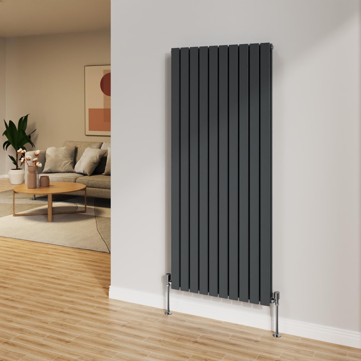 Nrg Anthracite 1600X680mm Radiator Vertical Flat Panel Bathroom Double Rad