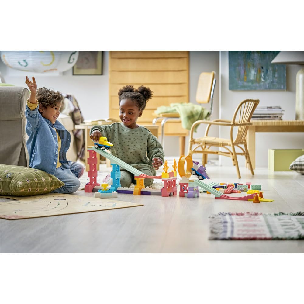 LEGO DUPLO Kreatywne rampy 3 w 1 z pojazdami 10478 | rampy z pojazdami, klocki dla 3-latka, prezent dla chłopca i dziewczynki 3+, budowanie 3 w 1, 111 elementów
