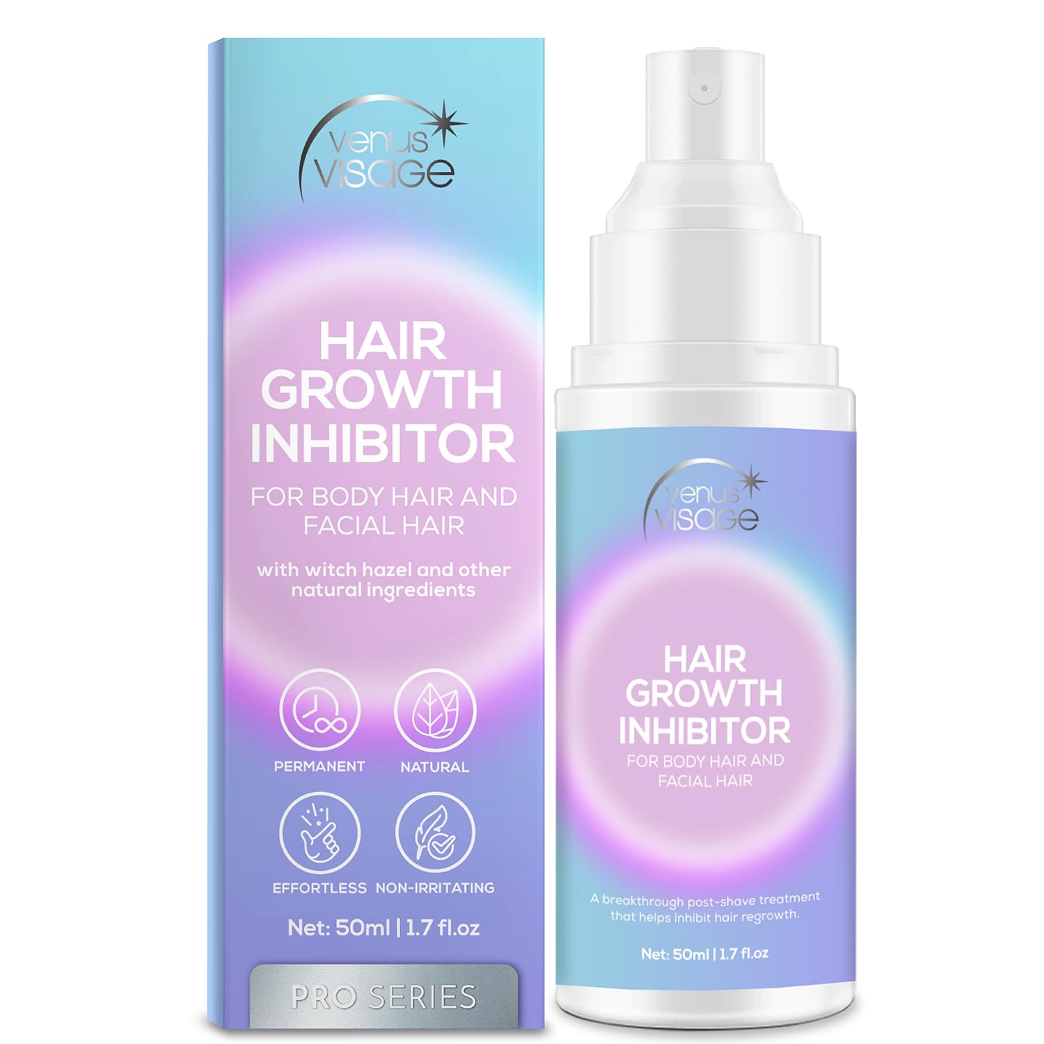 VENUS VISAGE Hair Inhibitor 50ml, Upgraded Hair Growth Spray, Non-Irritating, Removal for Body, Face, Arm, Armpit, Leg for Men and Women VENUS VISAGE Hair Inhibitor 50ml, Upgraded Hair Growth Spray, Non-Irritating, Removal for Body, Face, Arm, Armpit, Leg for Men and Women