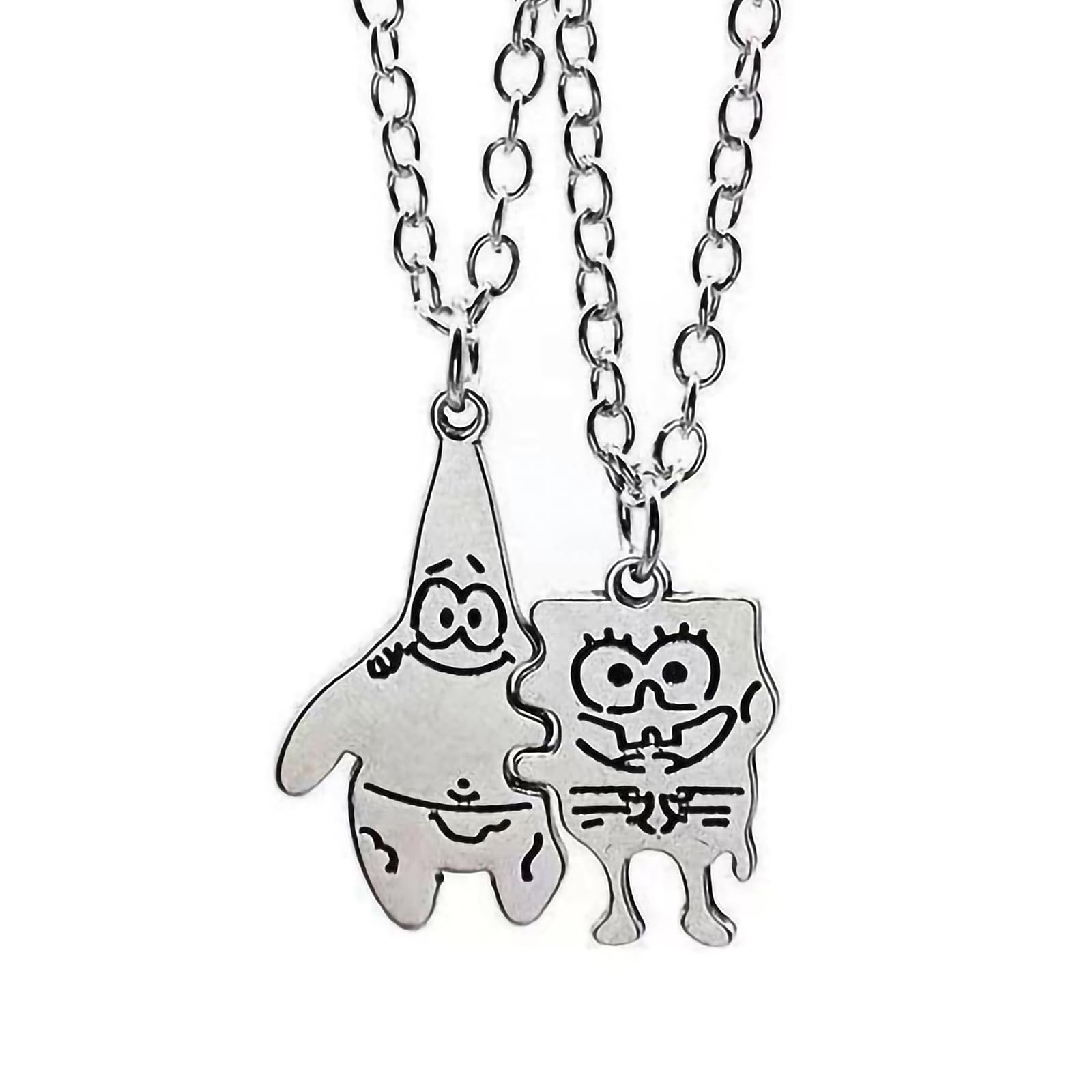 Paar Halskette, 2 Stücke Anime und Pai Starpaar Halskette, Schmuckketten Set, exquisite silberne Patrick Star Pendant , Kawaii Schmuck Junge und Mädchen, Kinder Geschenkgeschenk Freundschaft Kette